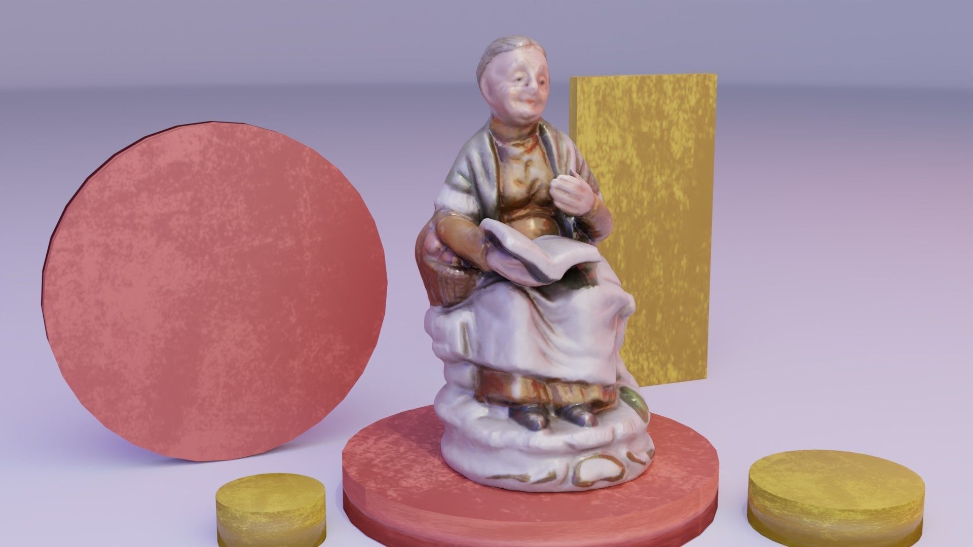 Old man and woman statue high-poly 3D Model Collection_31