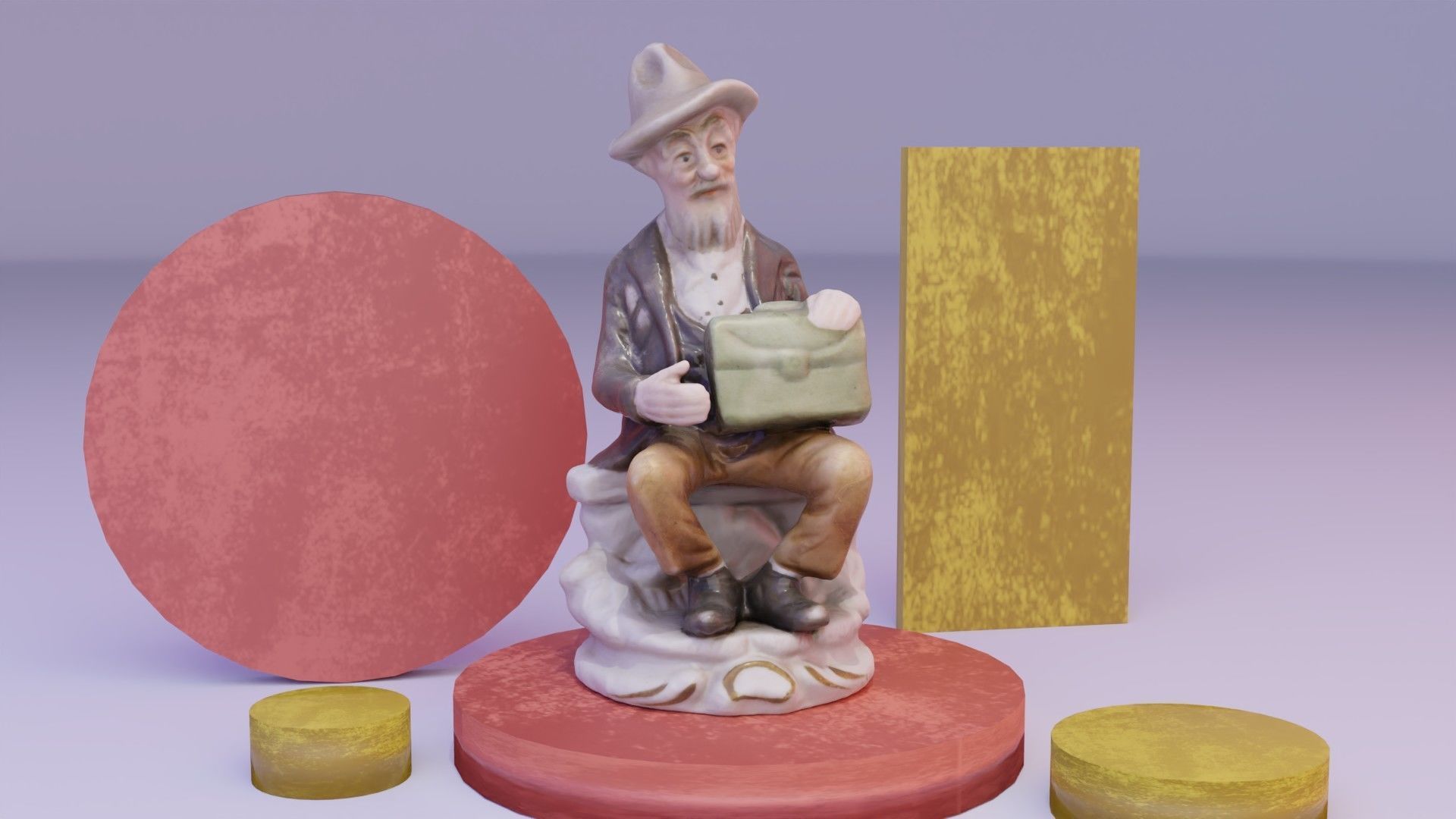 Old man and woman statue high-poly 3D Model Collection_16