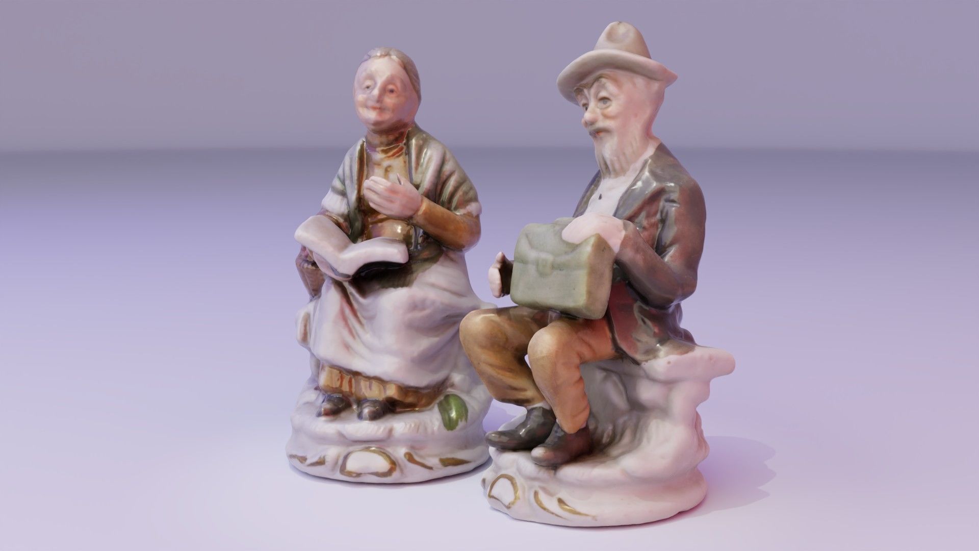 Old man and woman statue high-poly 3D Model Collection_3