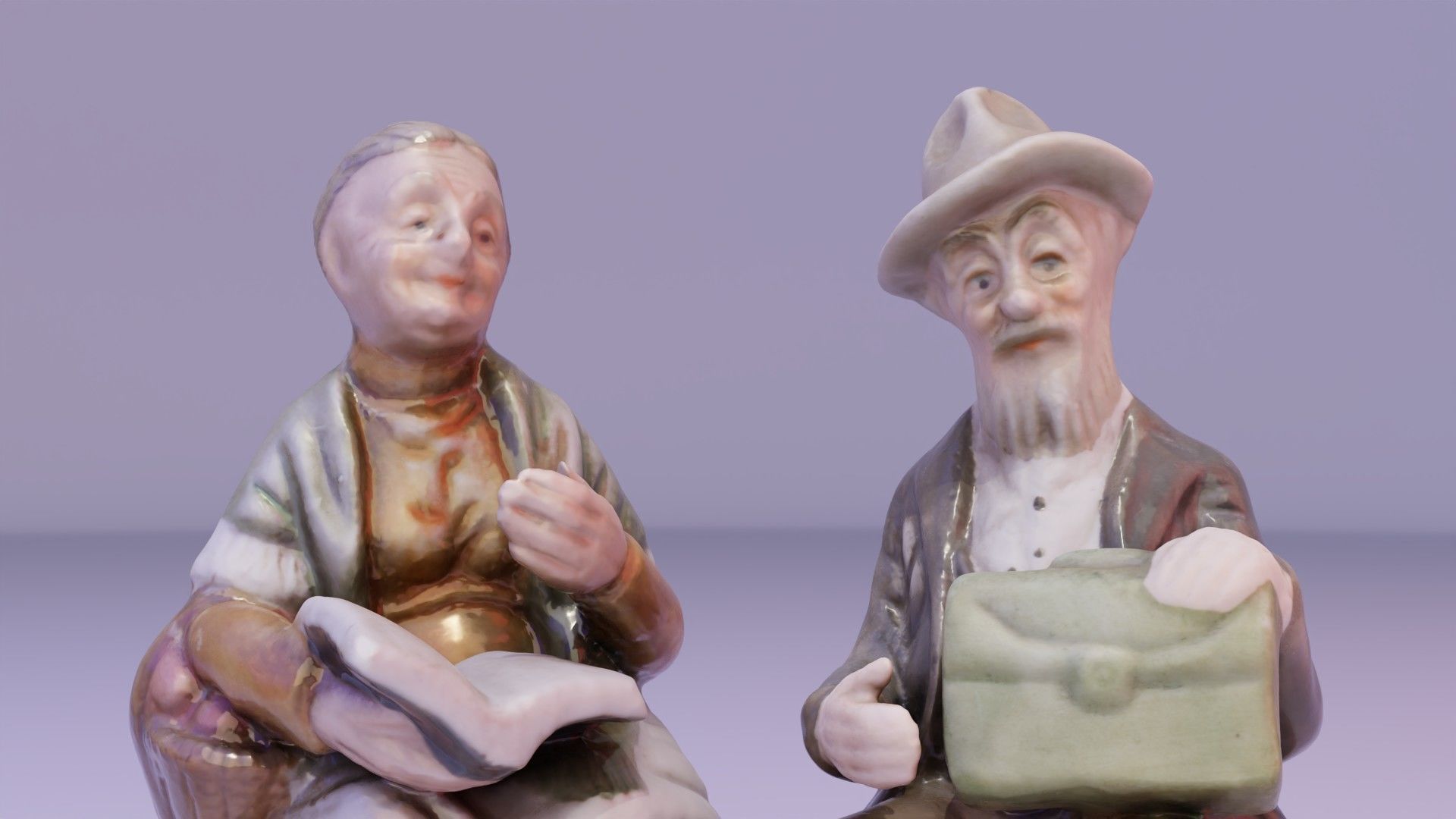 Old man and woman statue high-poly 3D Model Collection_4