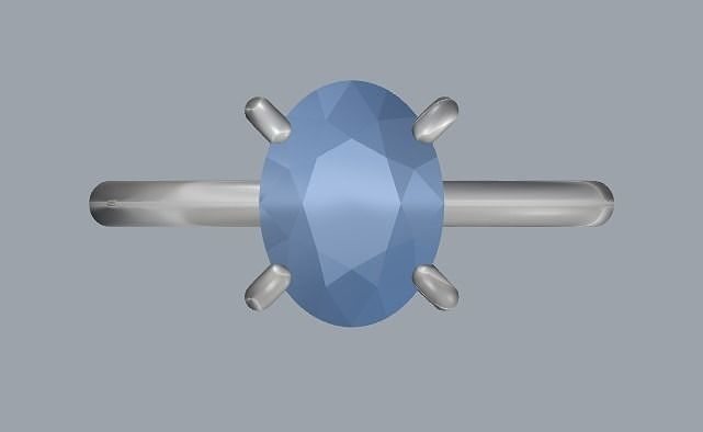 Digital Ring Jewelry Silver Oval Gemstones Band Ring Jewelry  3D print model