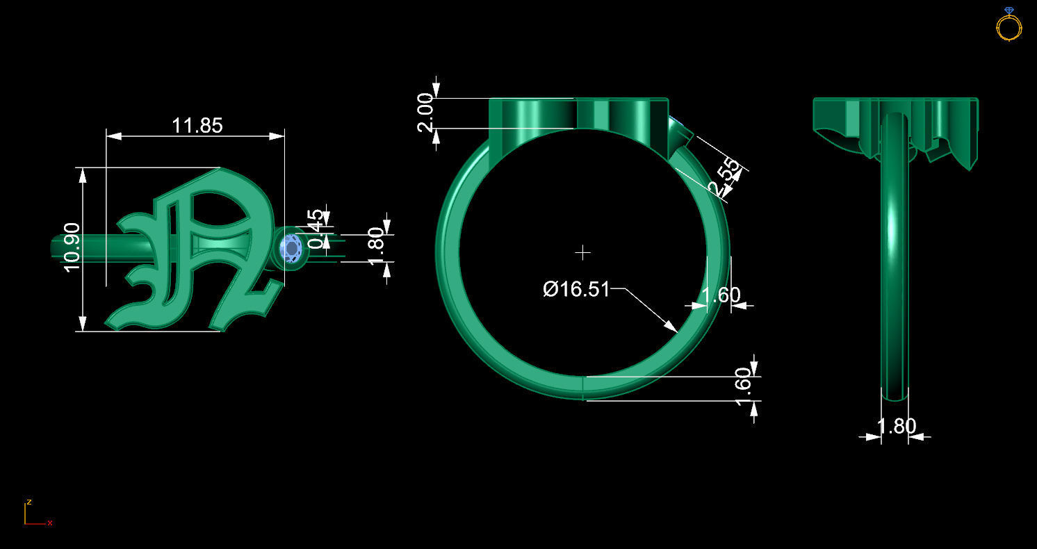 - Old English font ring N 3D print model_11