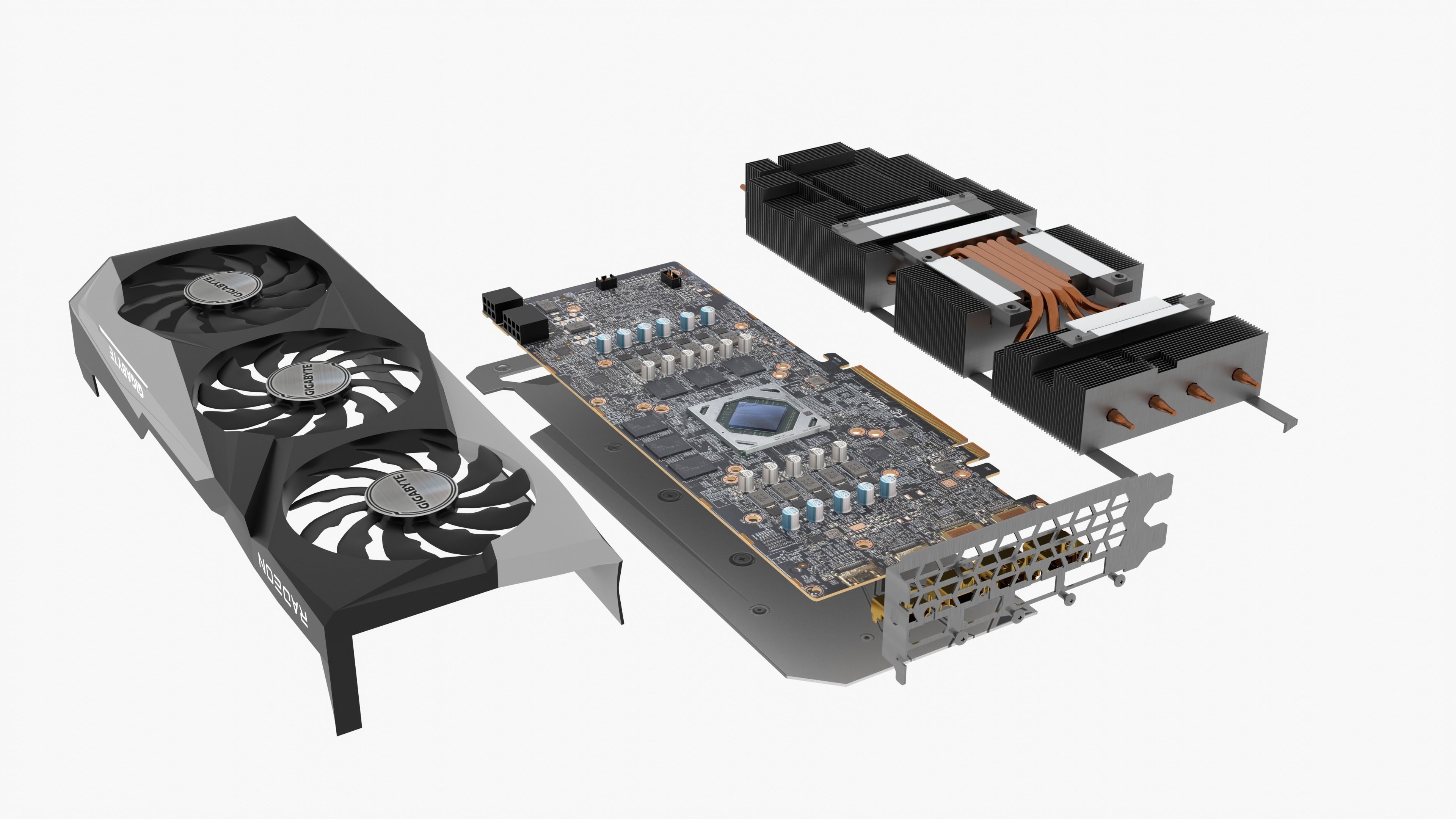 Gigabyte AMD Radeon 6700XT Graphics Card 3D model_7