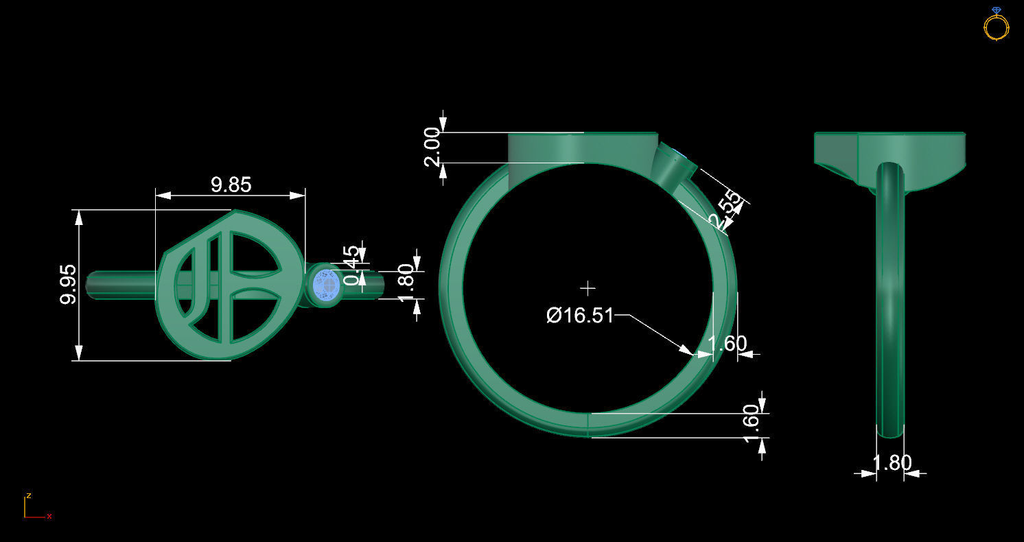 - Old English font ring O 3D print model_11