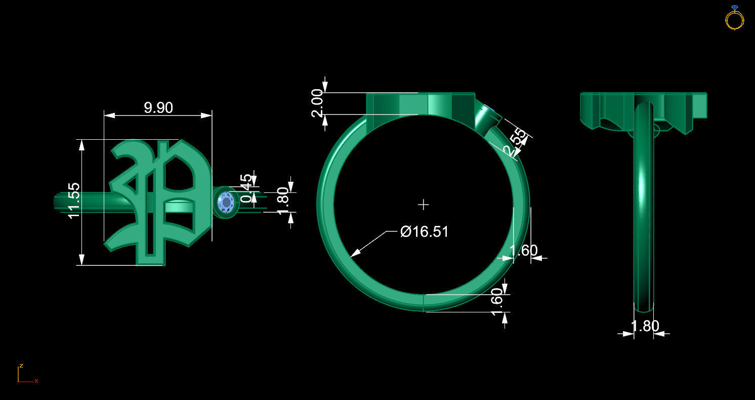 - Old English font ring P 3D print model_11