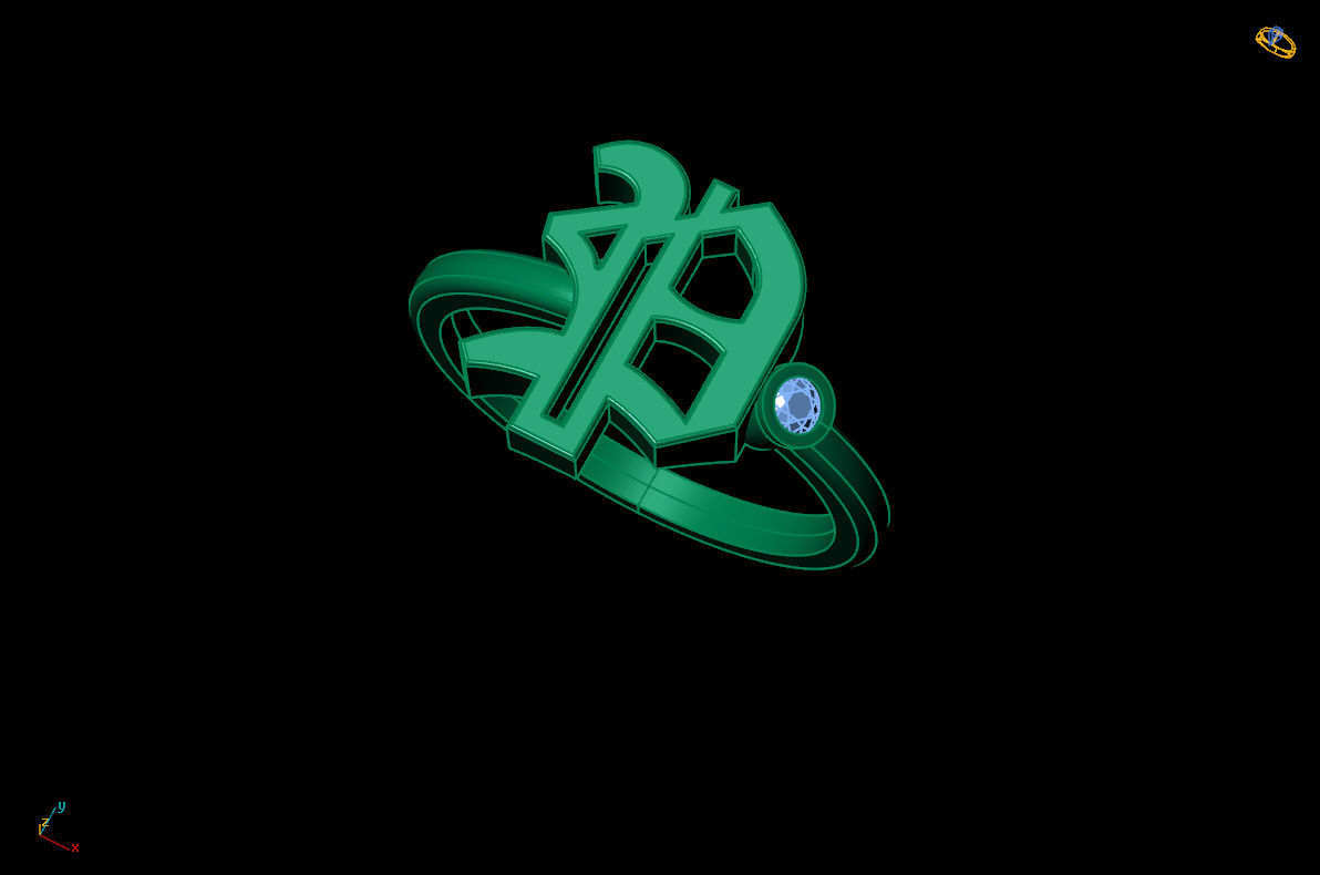 - Old English font ring P 3D print model_9