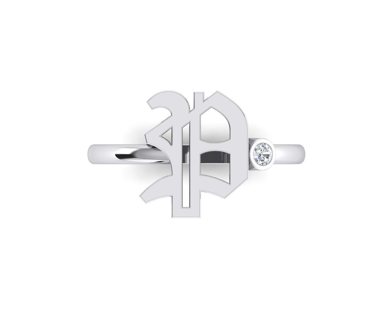 - Old English font ring P 3D print model_4