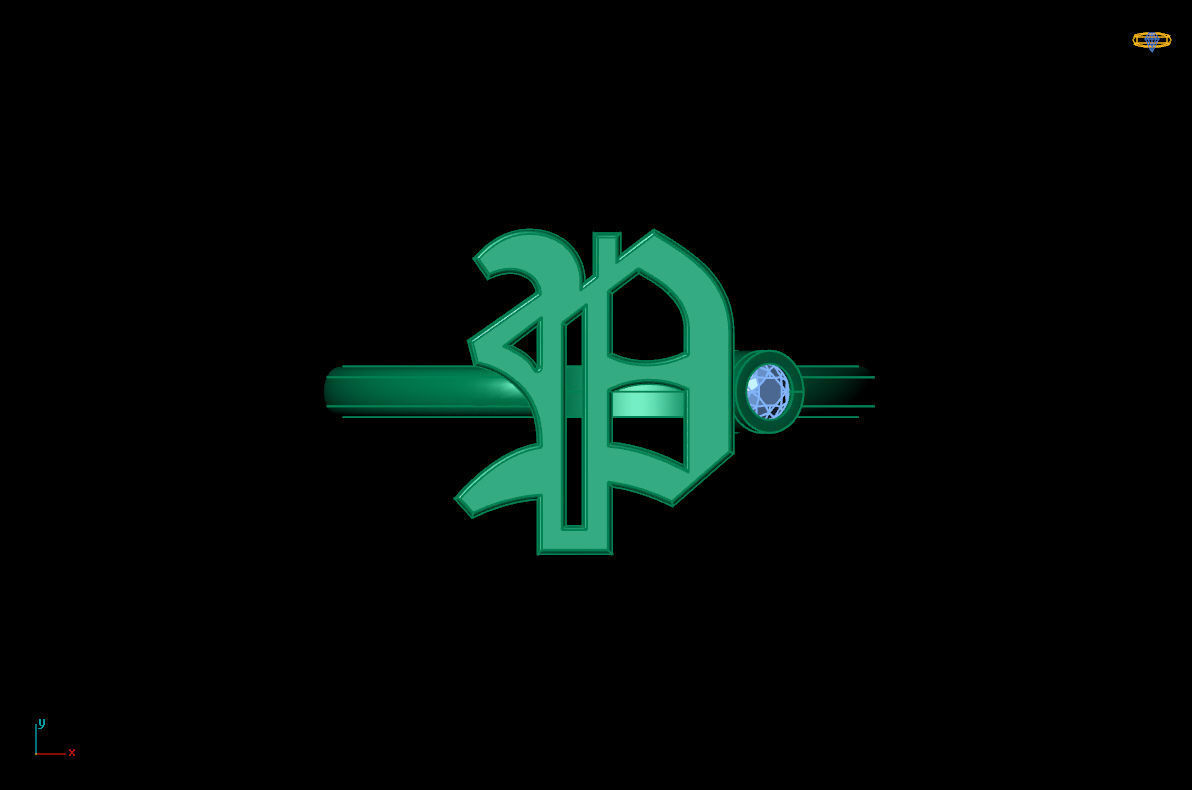 - Old English font ring P 3D print model_6