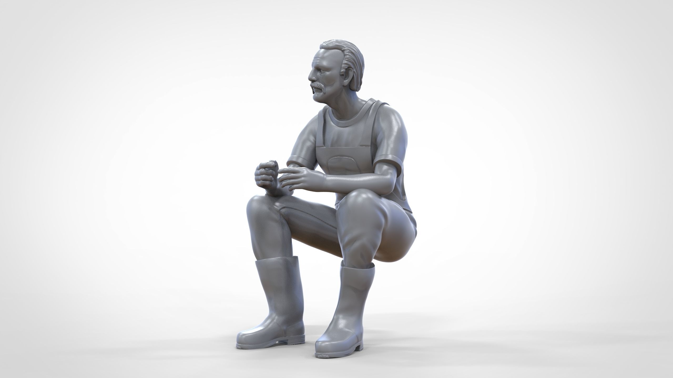 N6 Old Fisherman sitting 3D print model_23