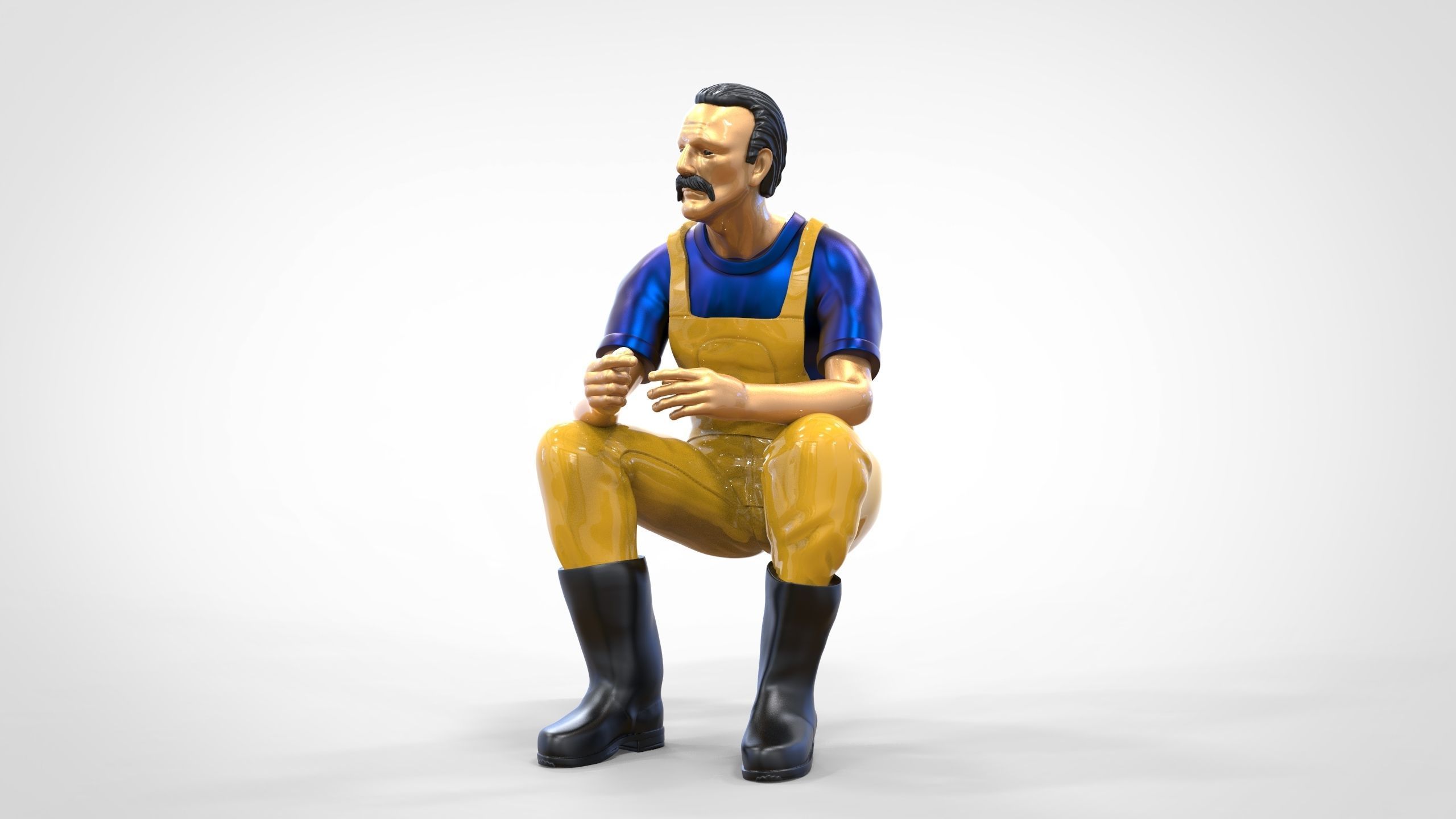 N6 Old Fisherman sitting 3D print model_8