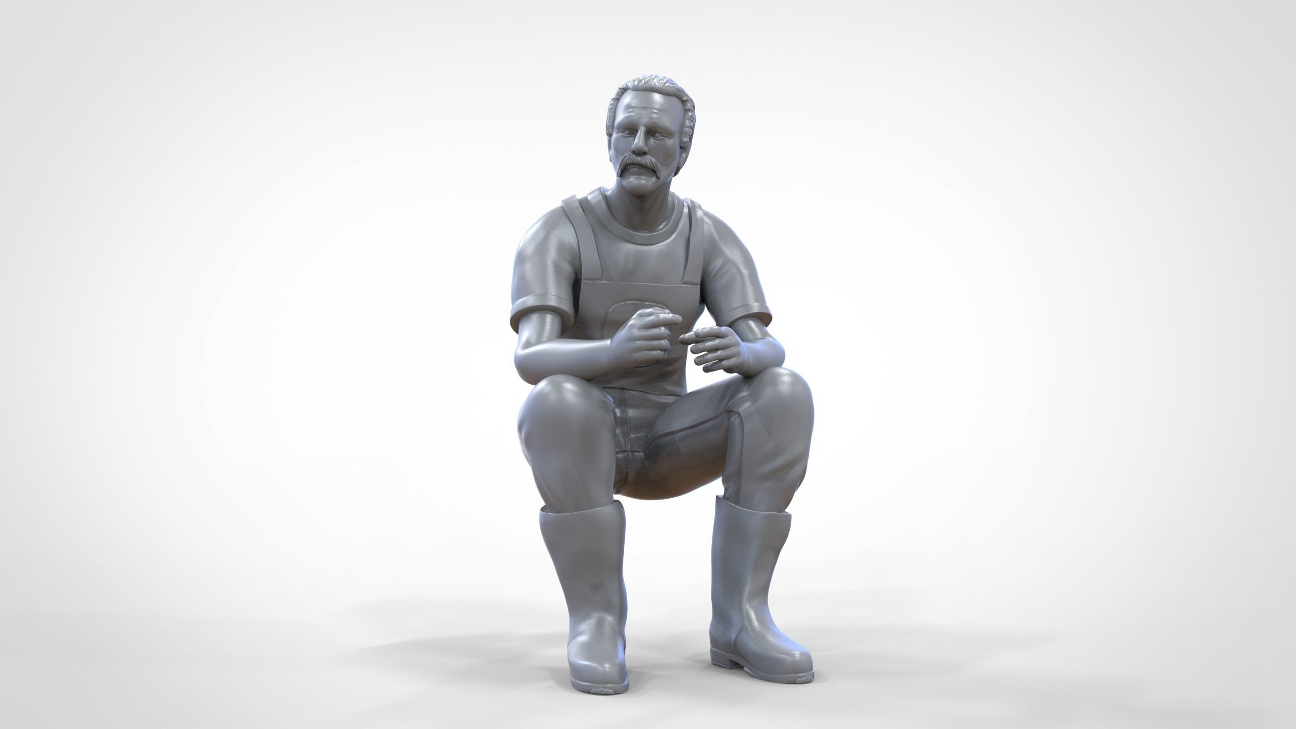 N6 Old Fisherman sitting 3D print model_25