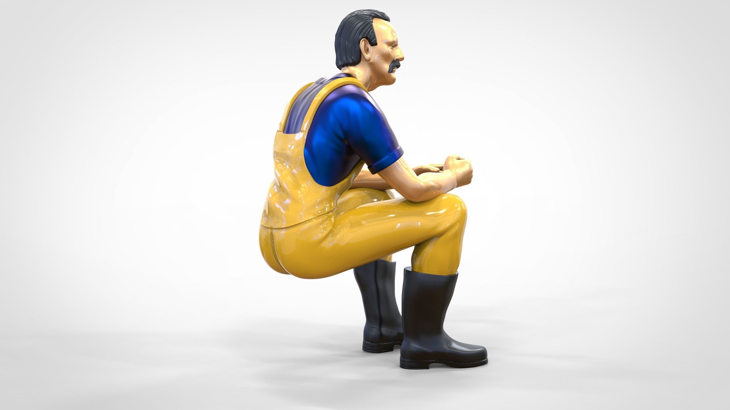 N6 Old Fisherman sitting 3D print model_34