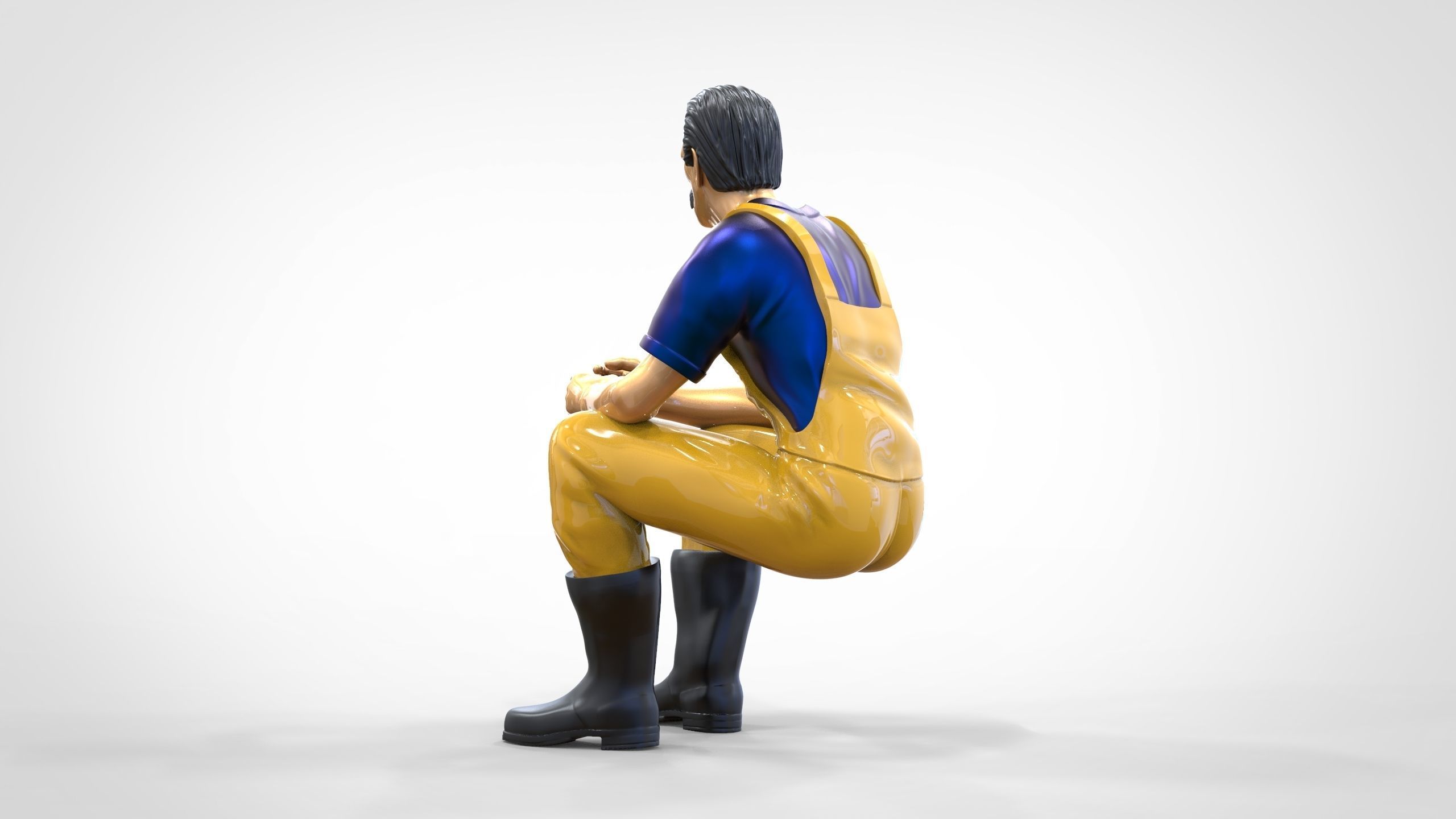 N6 Old Fisherman sitting 3D print model_2