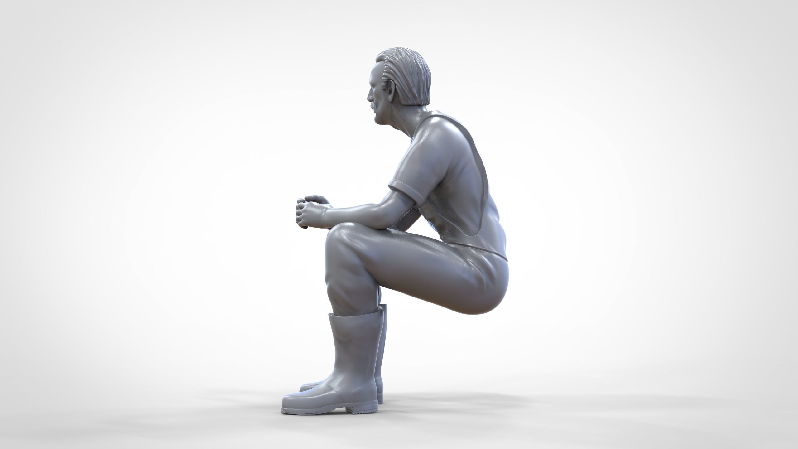 N6 Old Fisherman sitting 3D print model_20