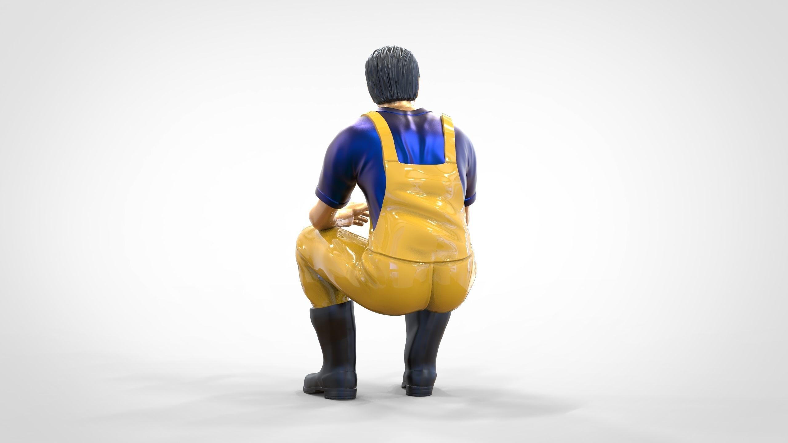 N6 Old Fisherman sitting 3D print model_31