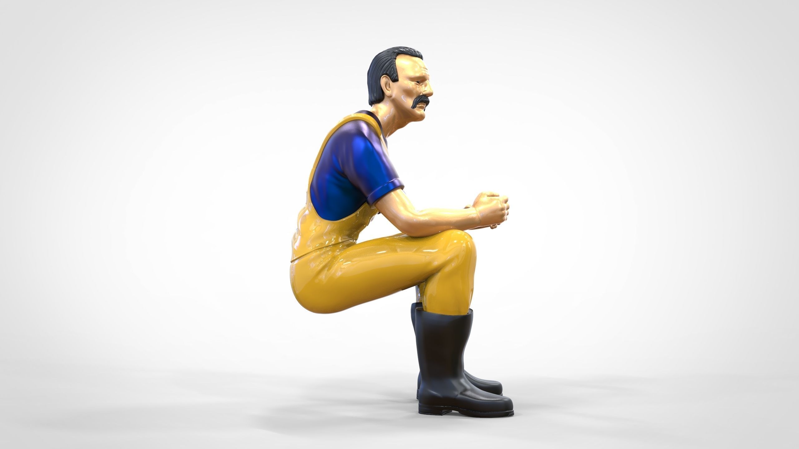 N6 Old Fisherman sitting 3D print model_22