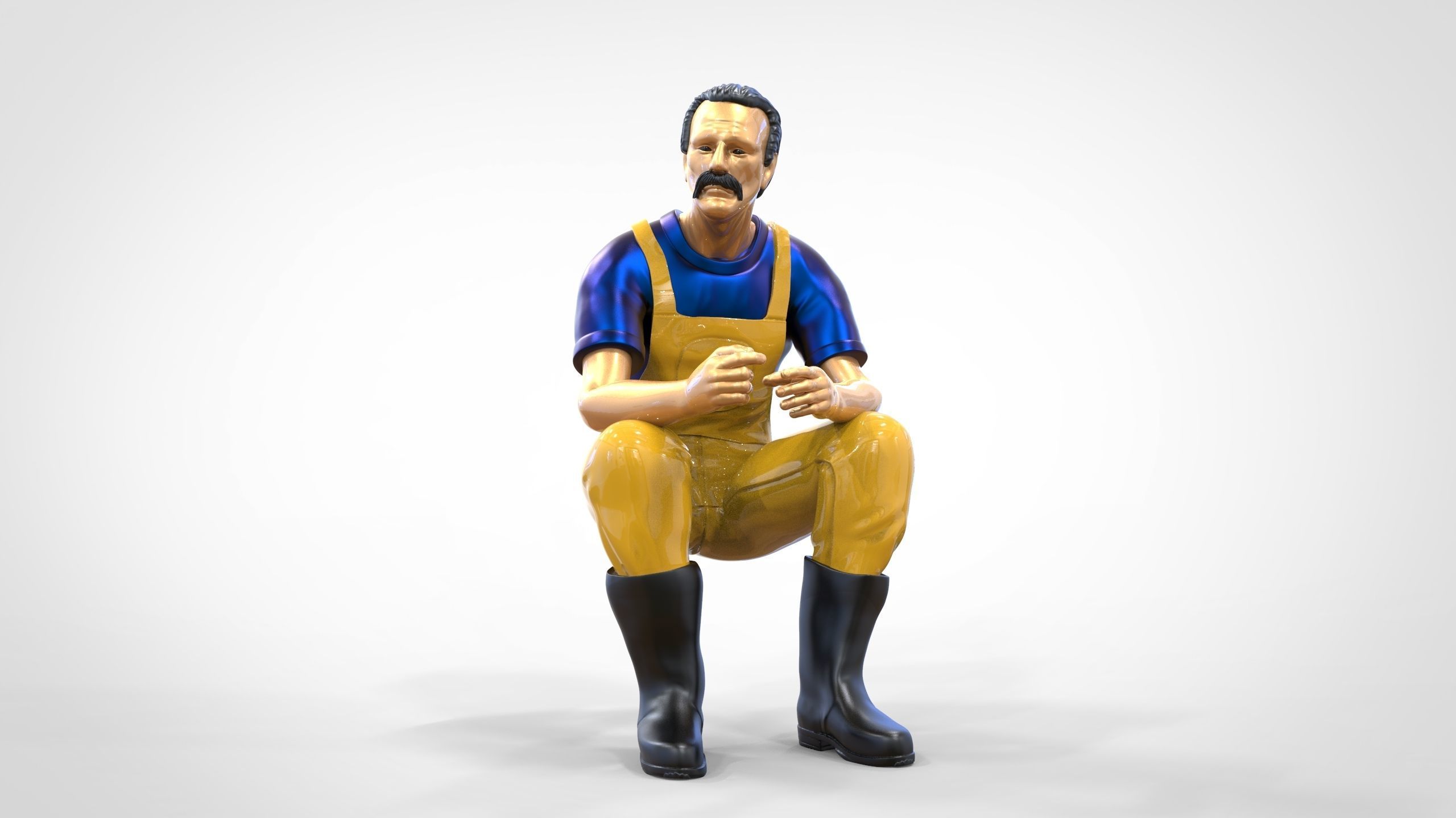 N6 Old Fisherman sitting 3D print model_10