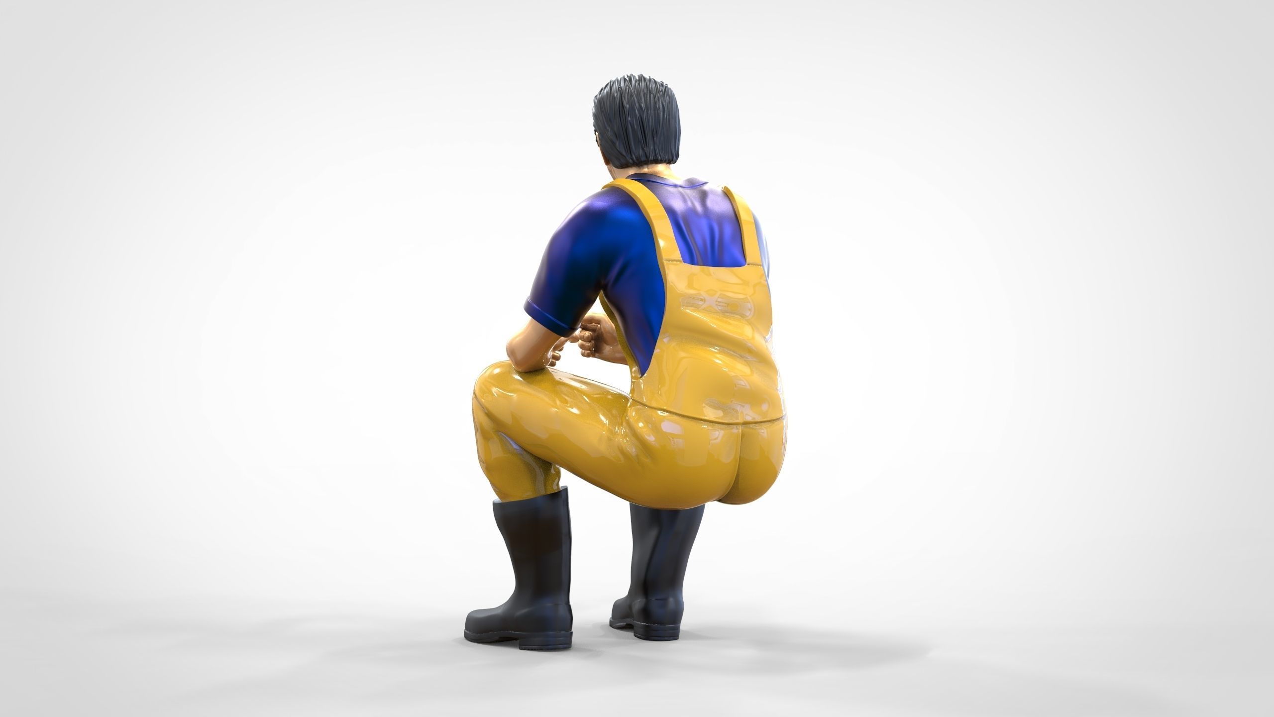 N6 Old Fisherman sitting 3D print model_32