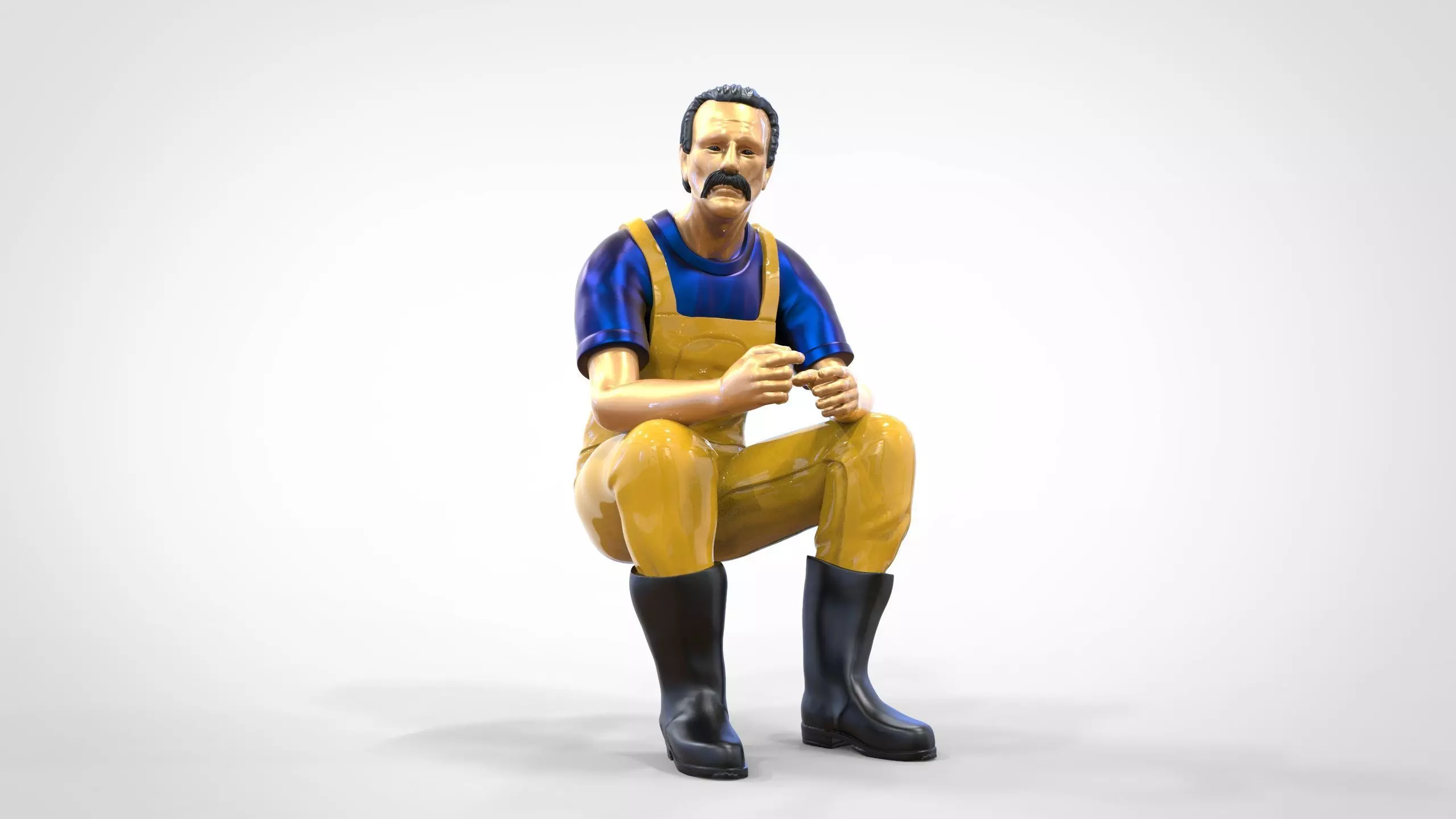 N6 Old Fisherman sitting 3D print model_0