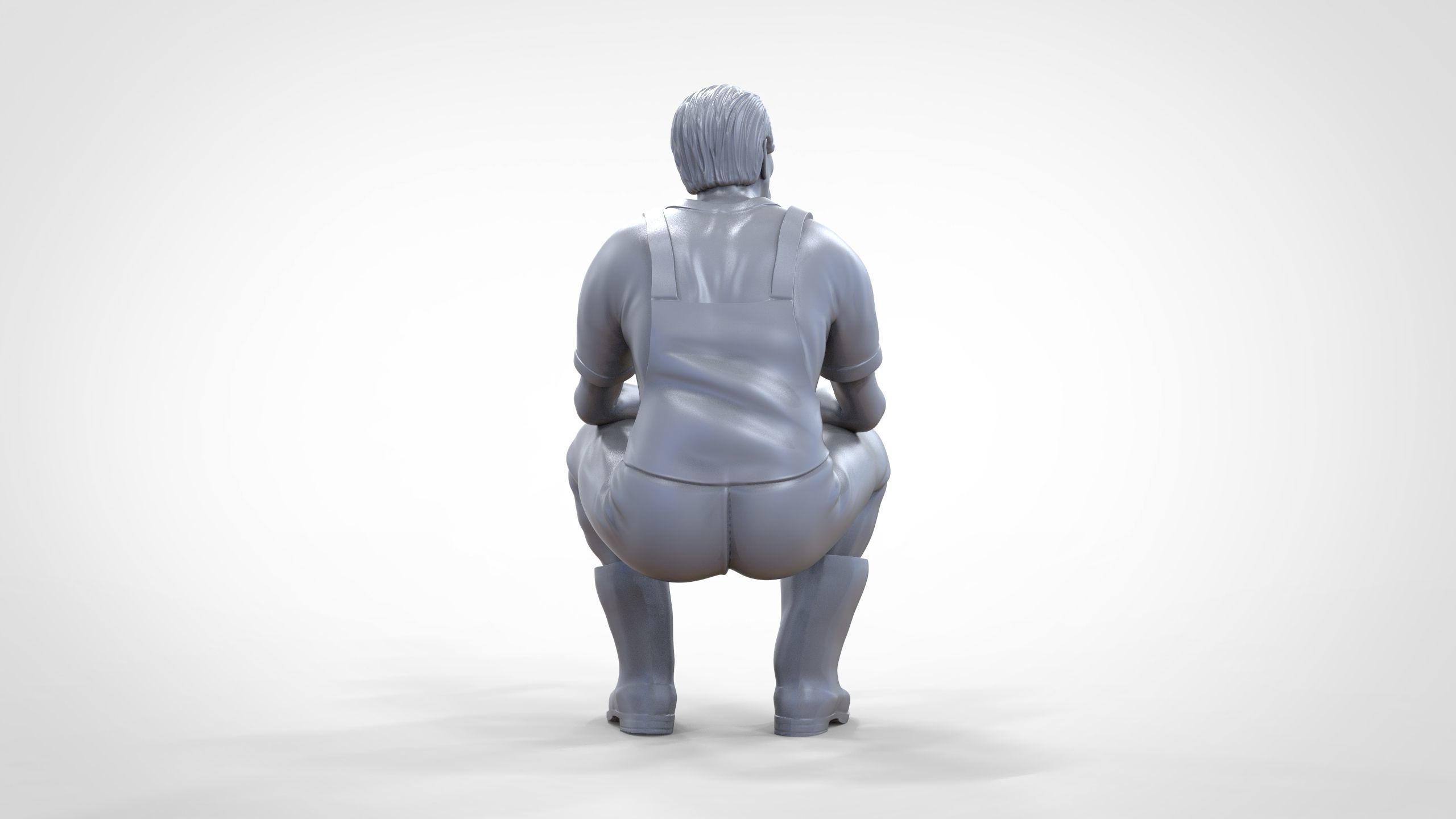N6 Old Fisherman sitting 3D print model_17