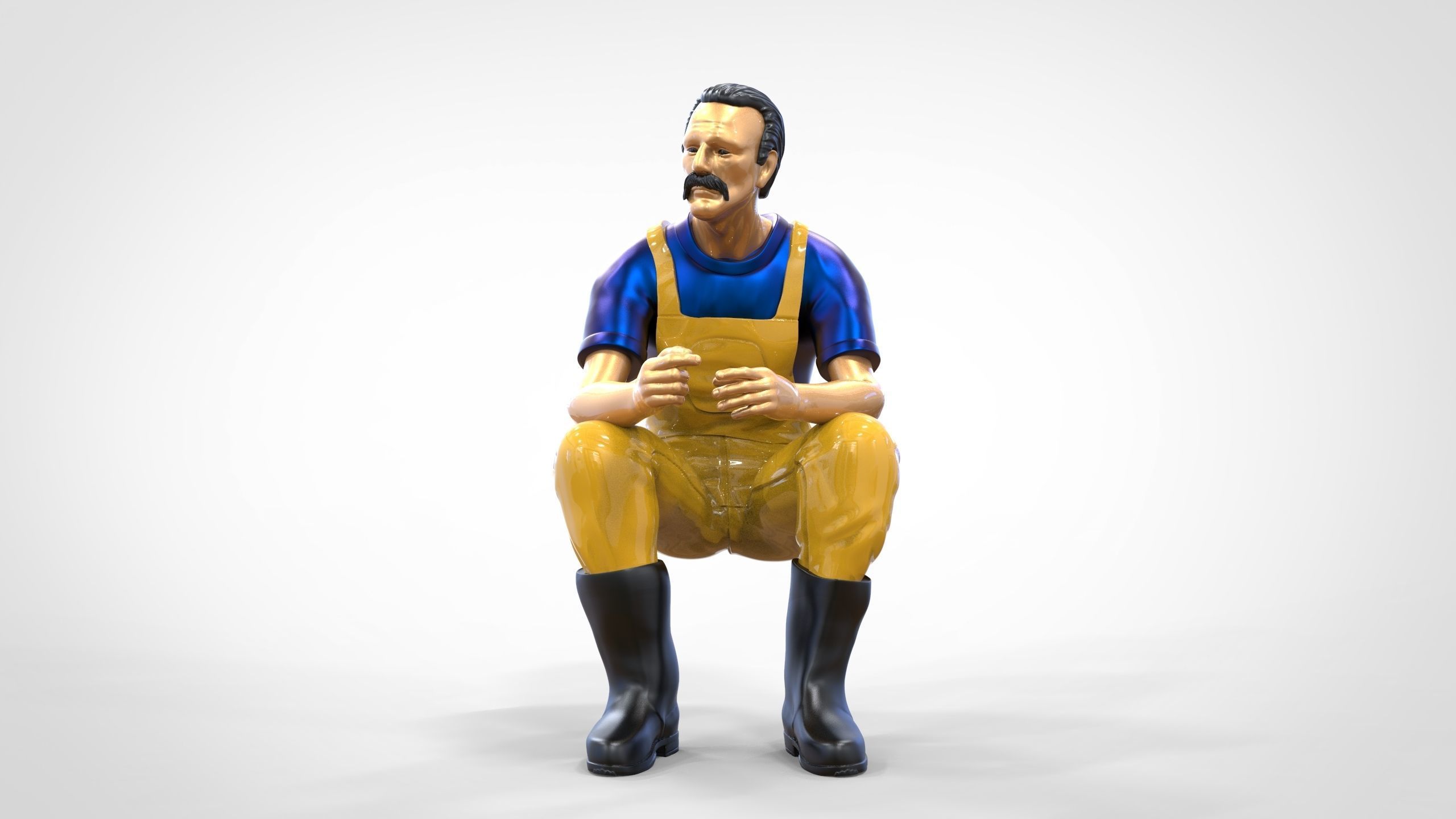 N6 Old Fisherman sitting 3D print model_9