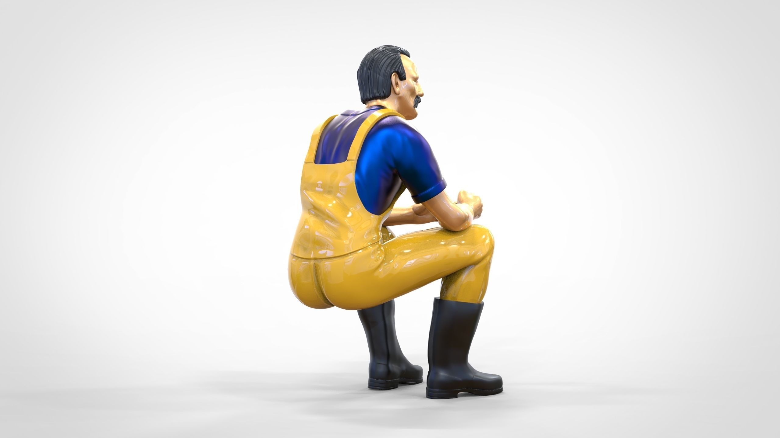 N6 Old Fisherman sitting 3D print model_28