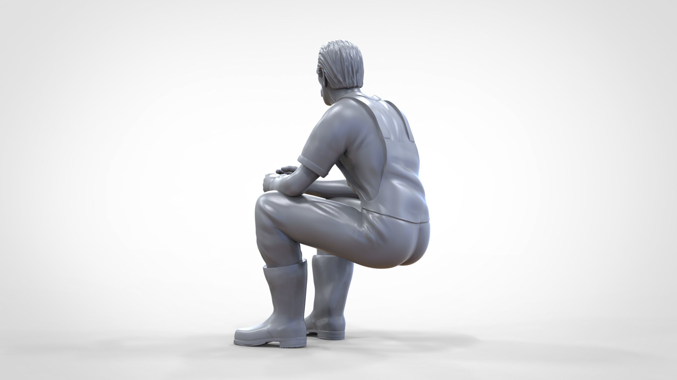 N6 Old Fisherman sitting 3D print model_19
