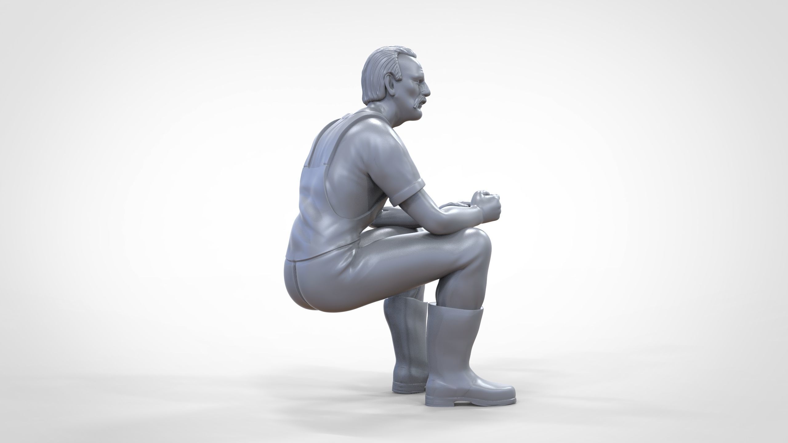 N6 Old Fisherman sitting 3D print model_15