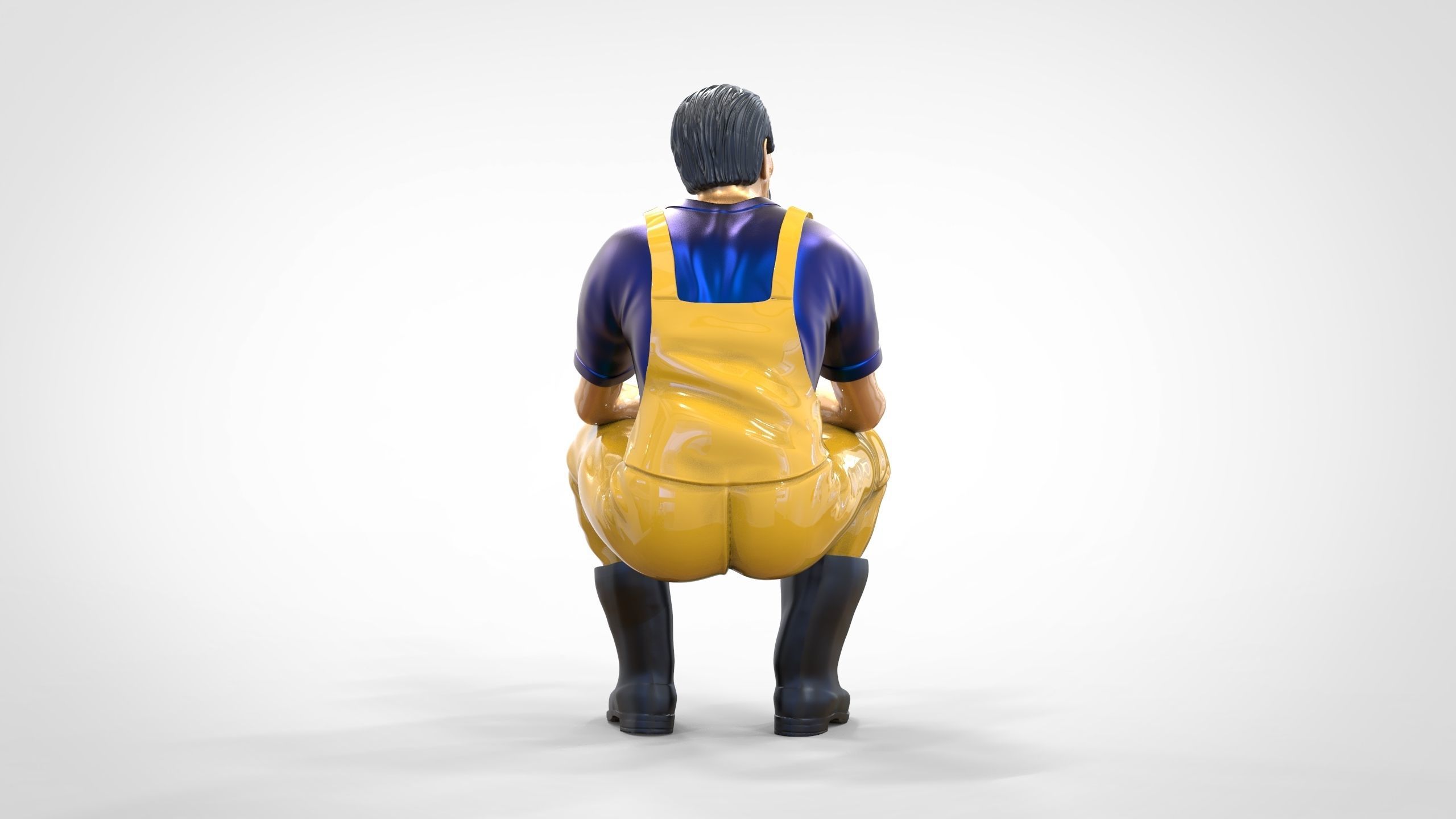 N6 Old Fisherman sitting 3D print model_30