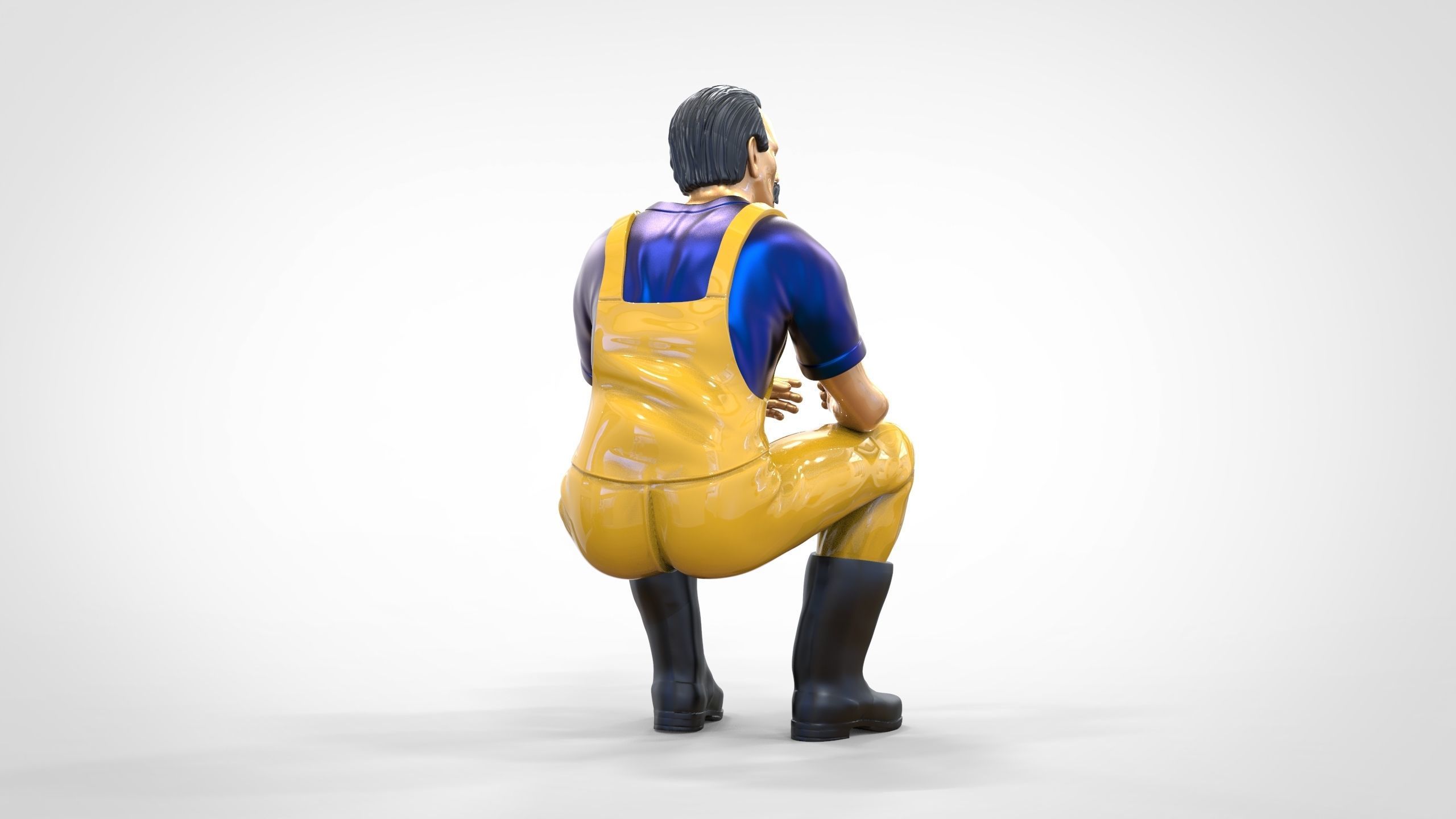 N6 Old Fisherman sitting 3D print model_29