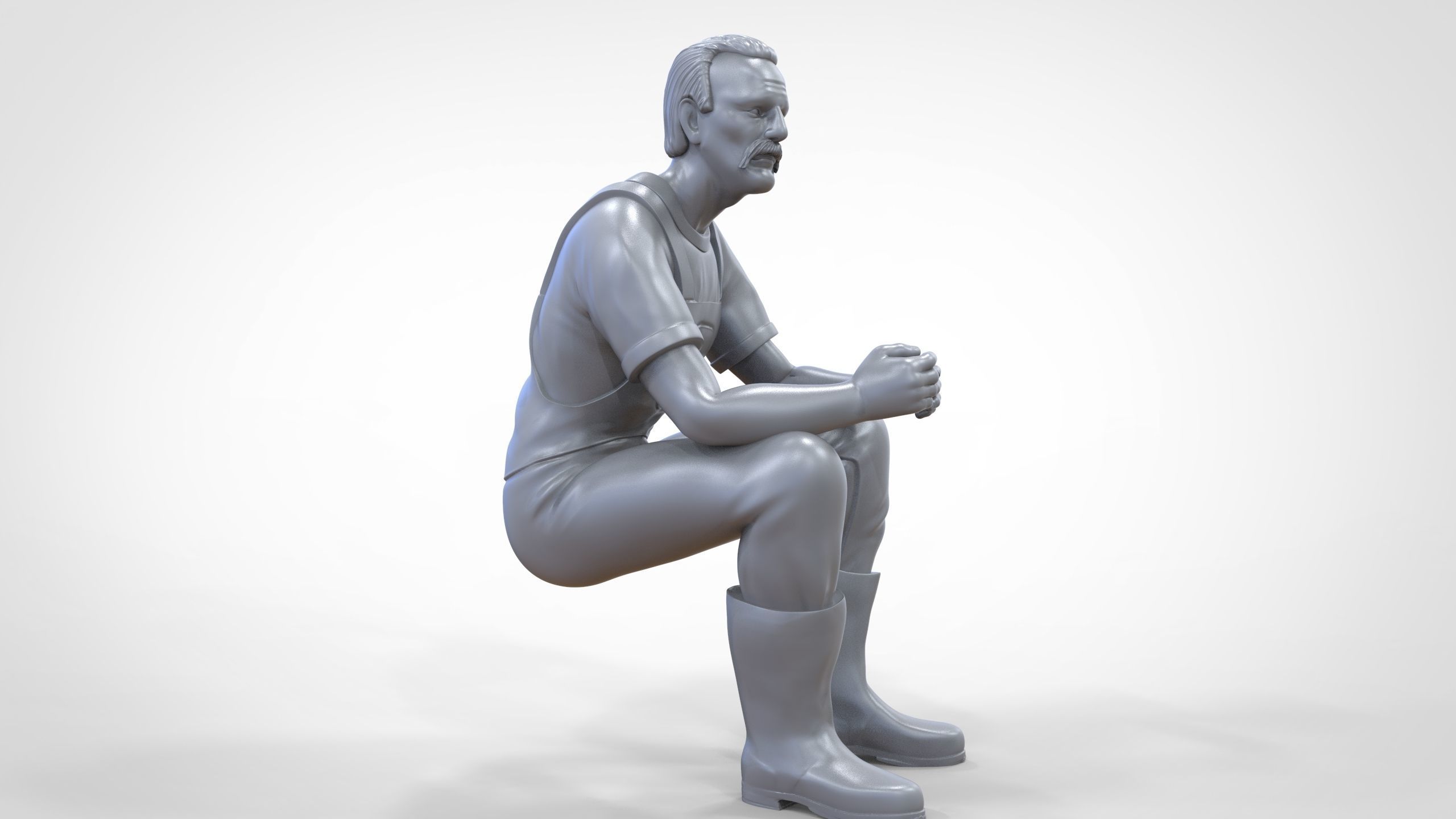 N6 Old Fisherman sitting 3D print model_13
