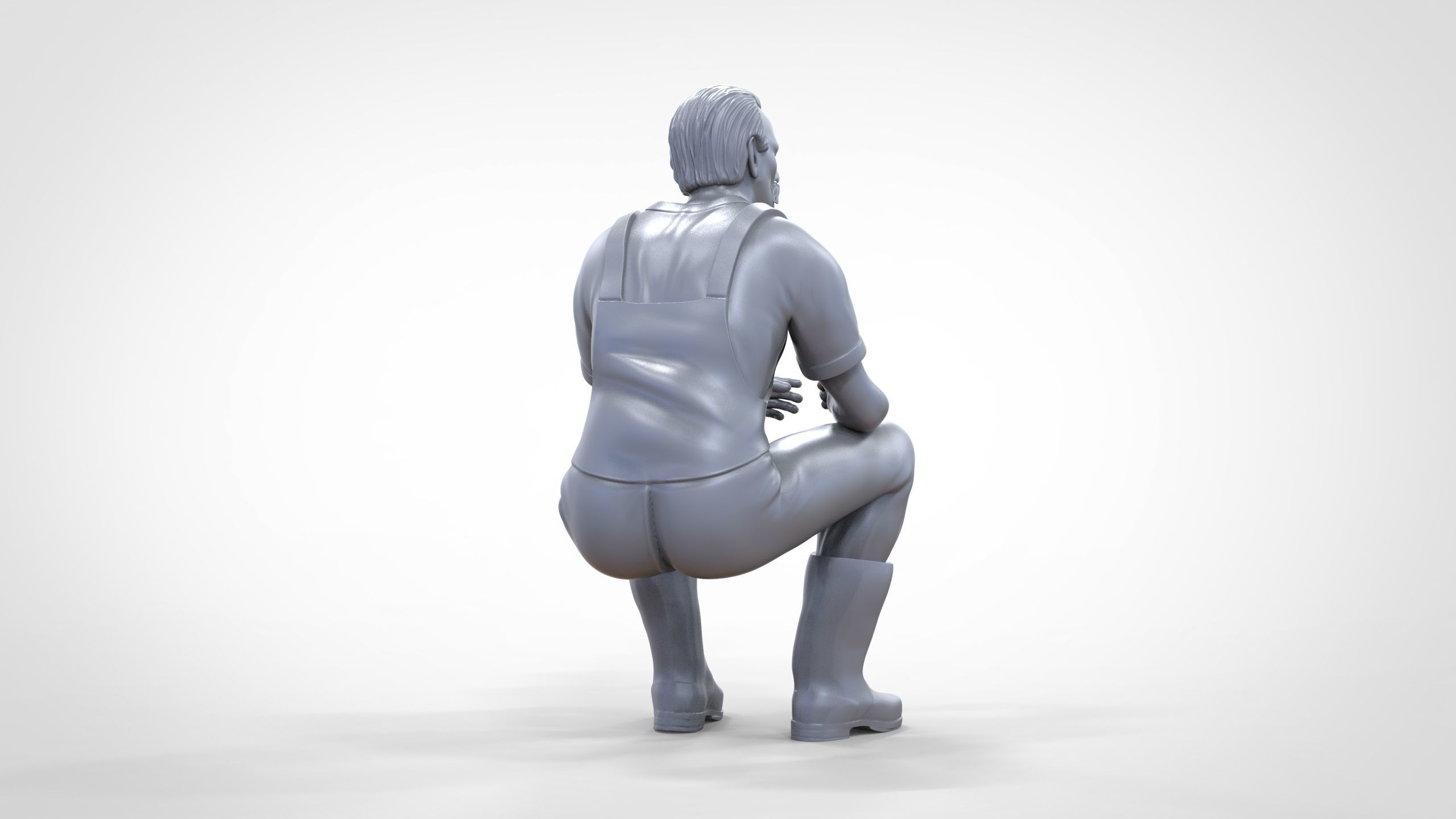 N6 Old Fisherman sitting 3D print model_16