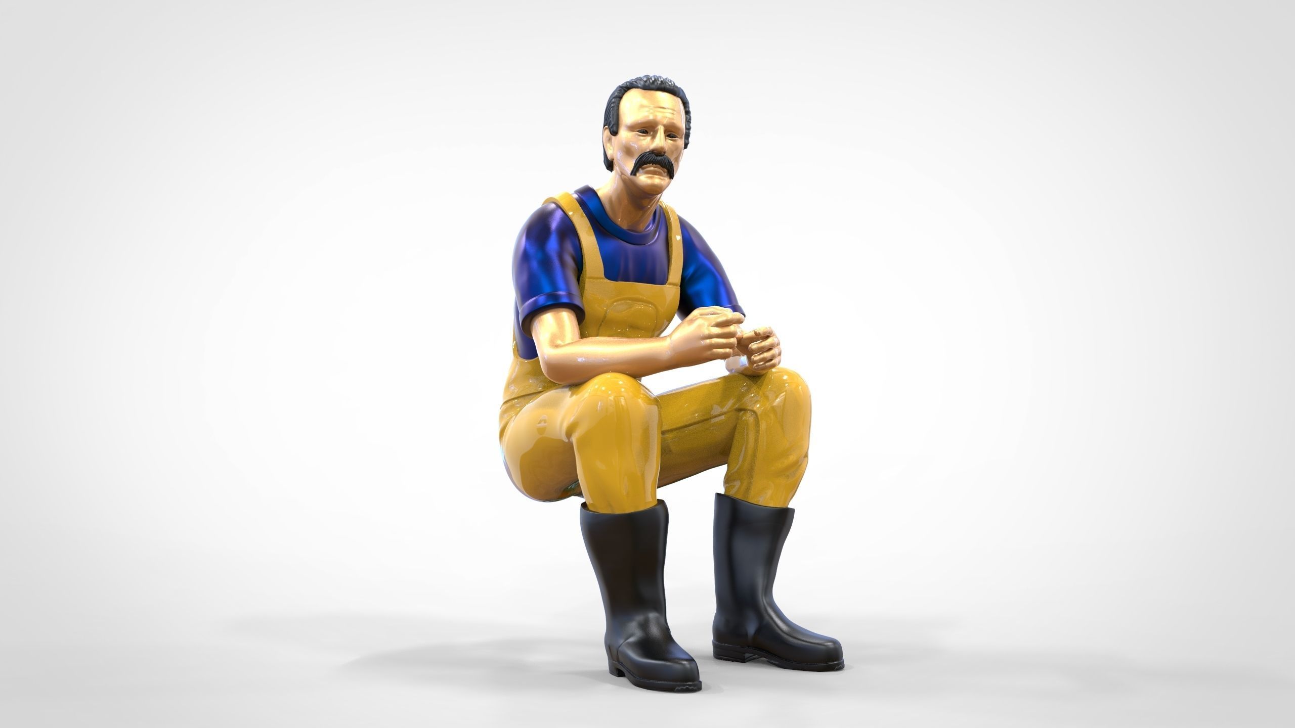 N6 Old Fisherman sitting 3D print model_12