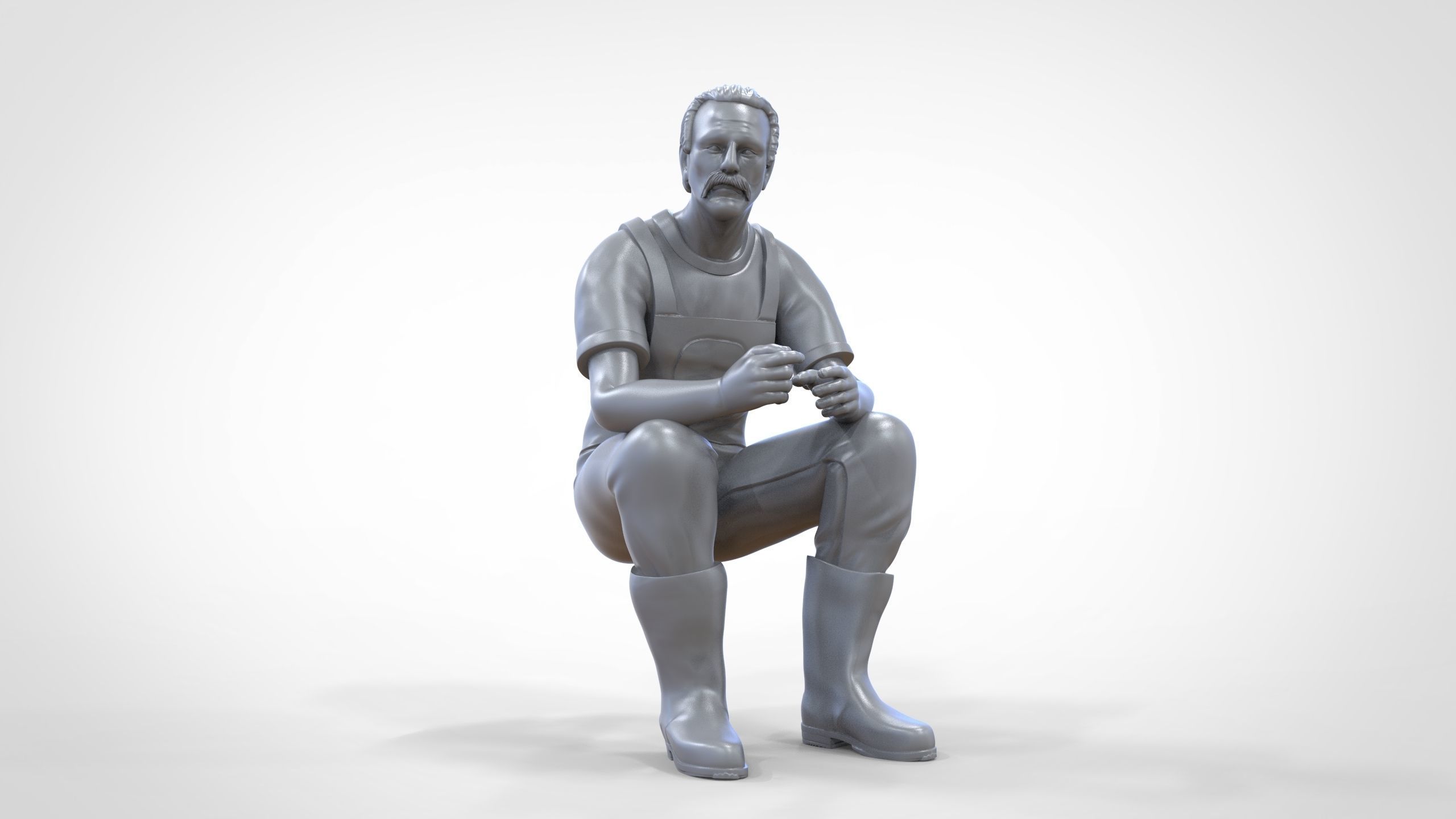 N6 Old Fisherman sitting 3D print model_26