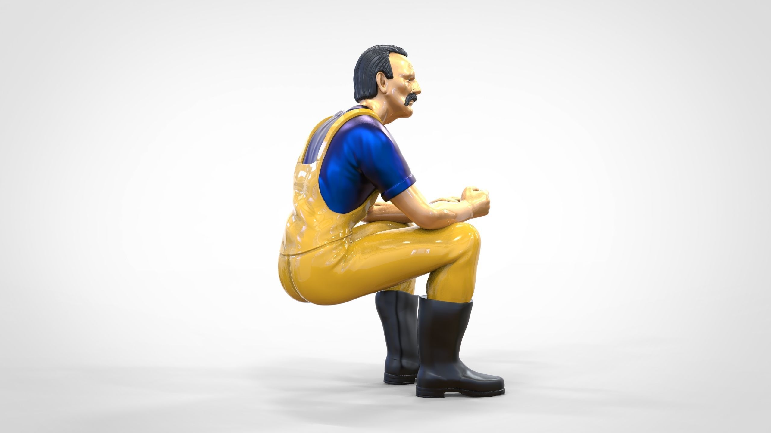 N6 Old Fisherman sitting 3D print model_27