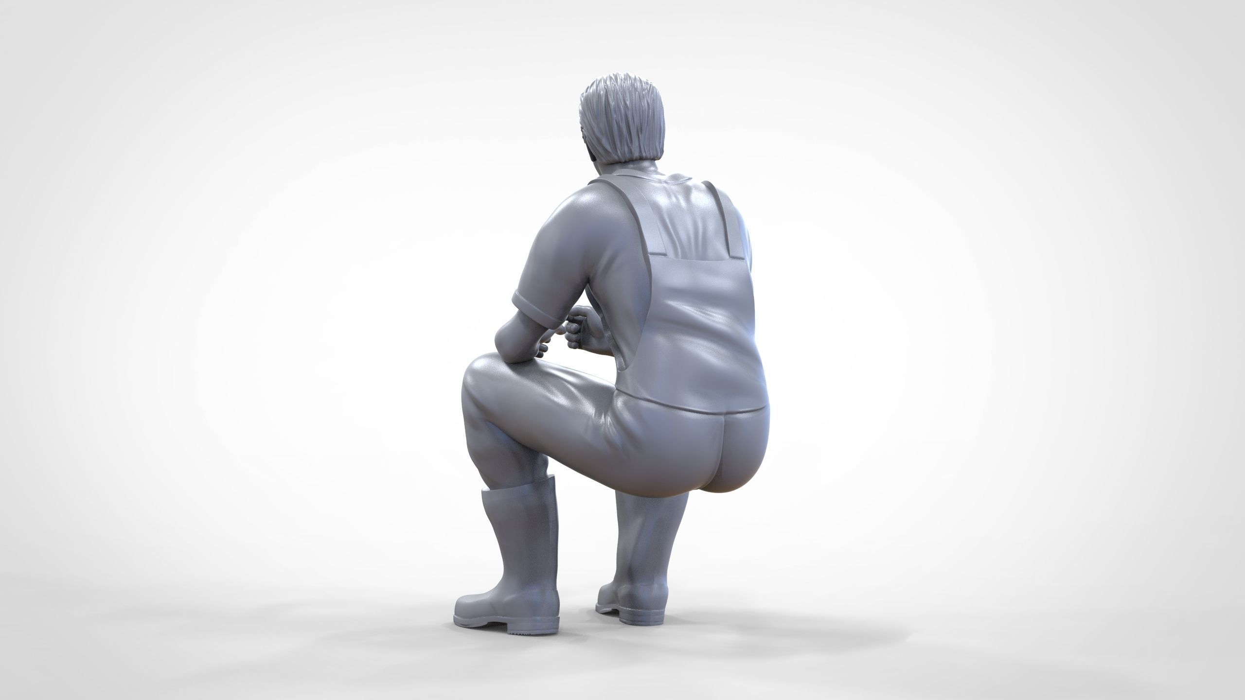 N6 Old Fisherman sitting 3D print model_18