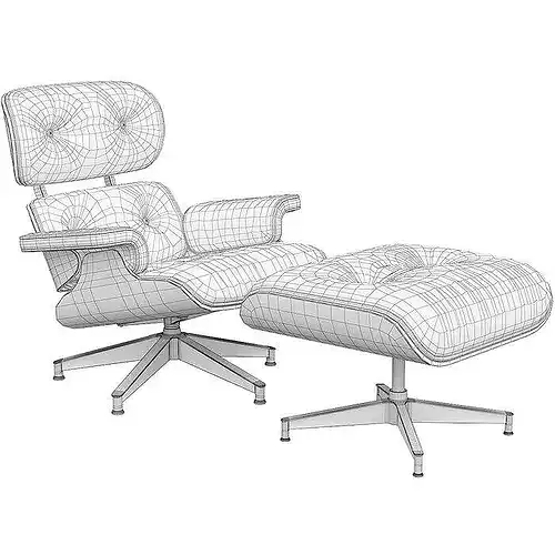 Eames Style Lounge Chair and Ottoman 3D model 6