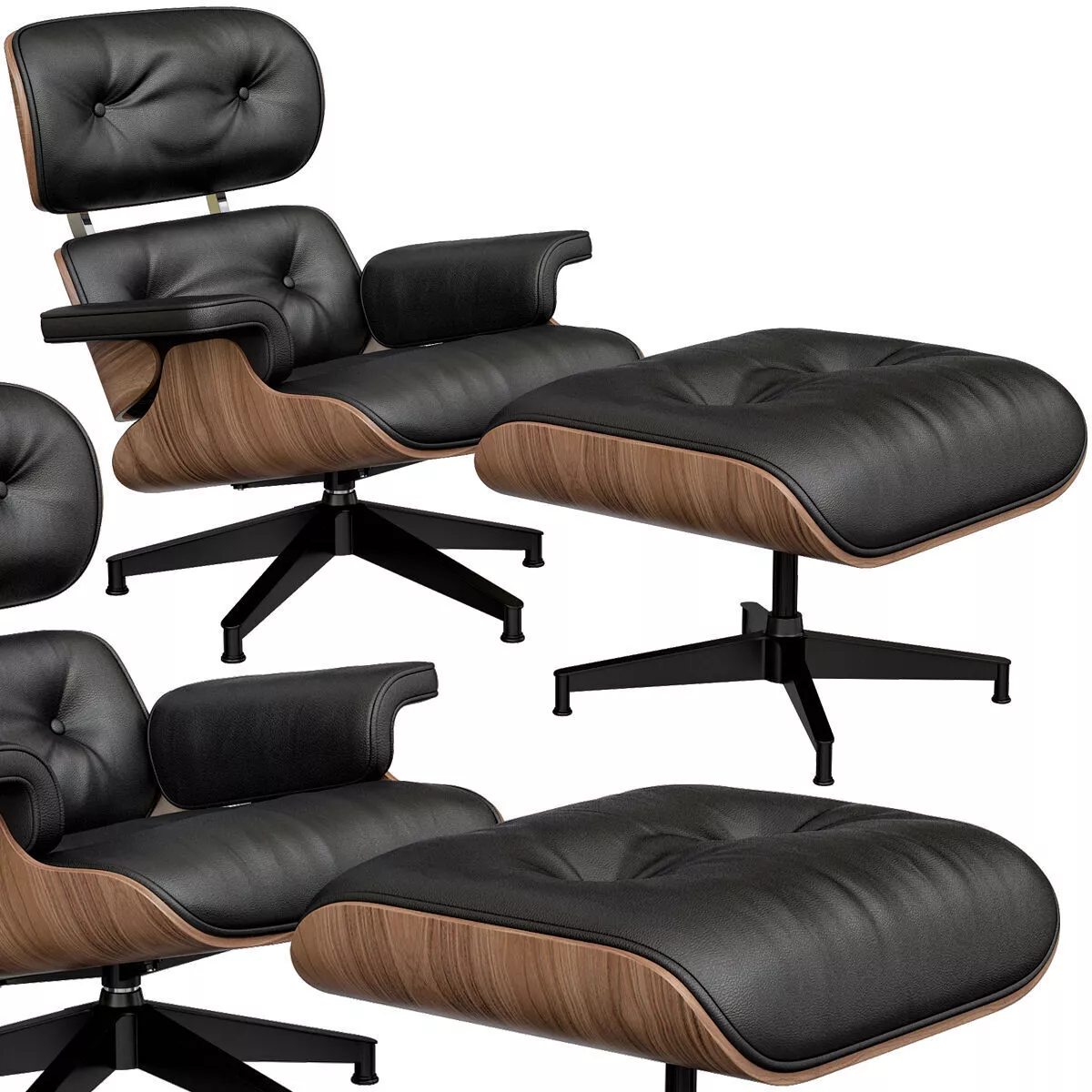 Eames Style Lounge Chair and Ottoman 3D model