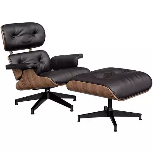 Eames Style Lounge Chair and Ottoman 3D model 2