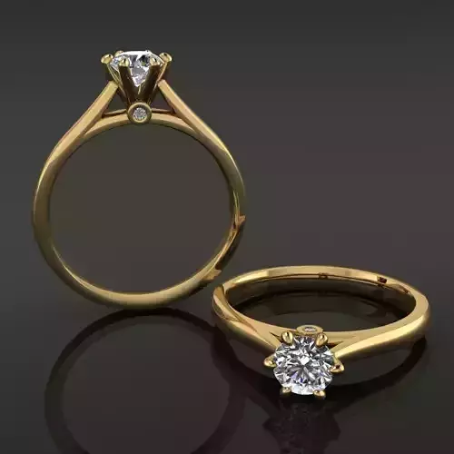 Solitaire 6 Prong Diamond Gallery Engagement Ring