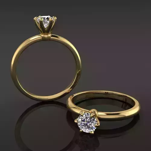 Solitaire 6 Prong Diamond Engagement Ring