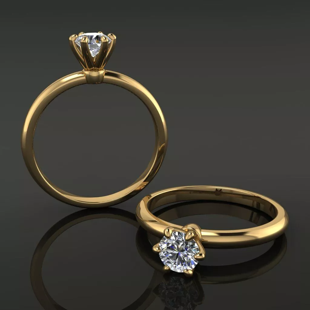 Solitaire 6 Prong Diamond Engagement Ring 3D print model