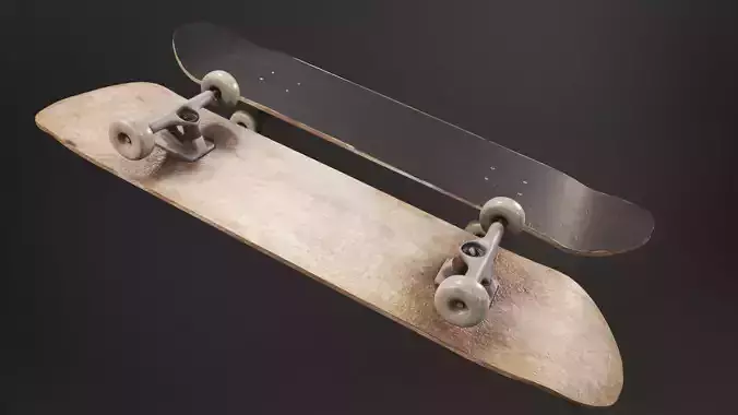 Skateboard Black Low-poly 3D model