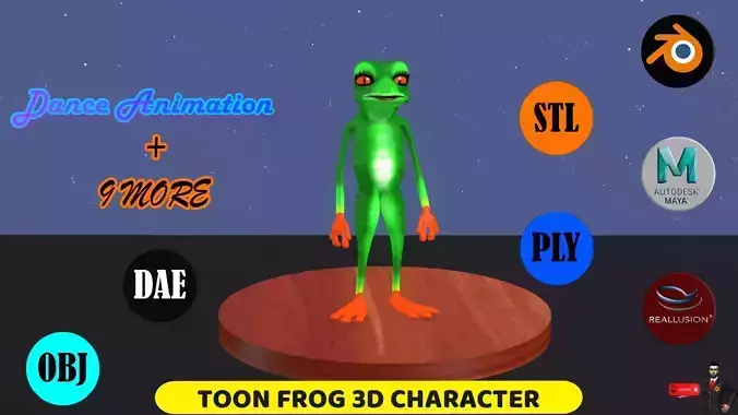 Toon Frog with Animation 3D model