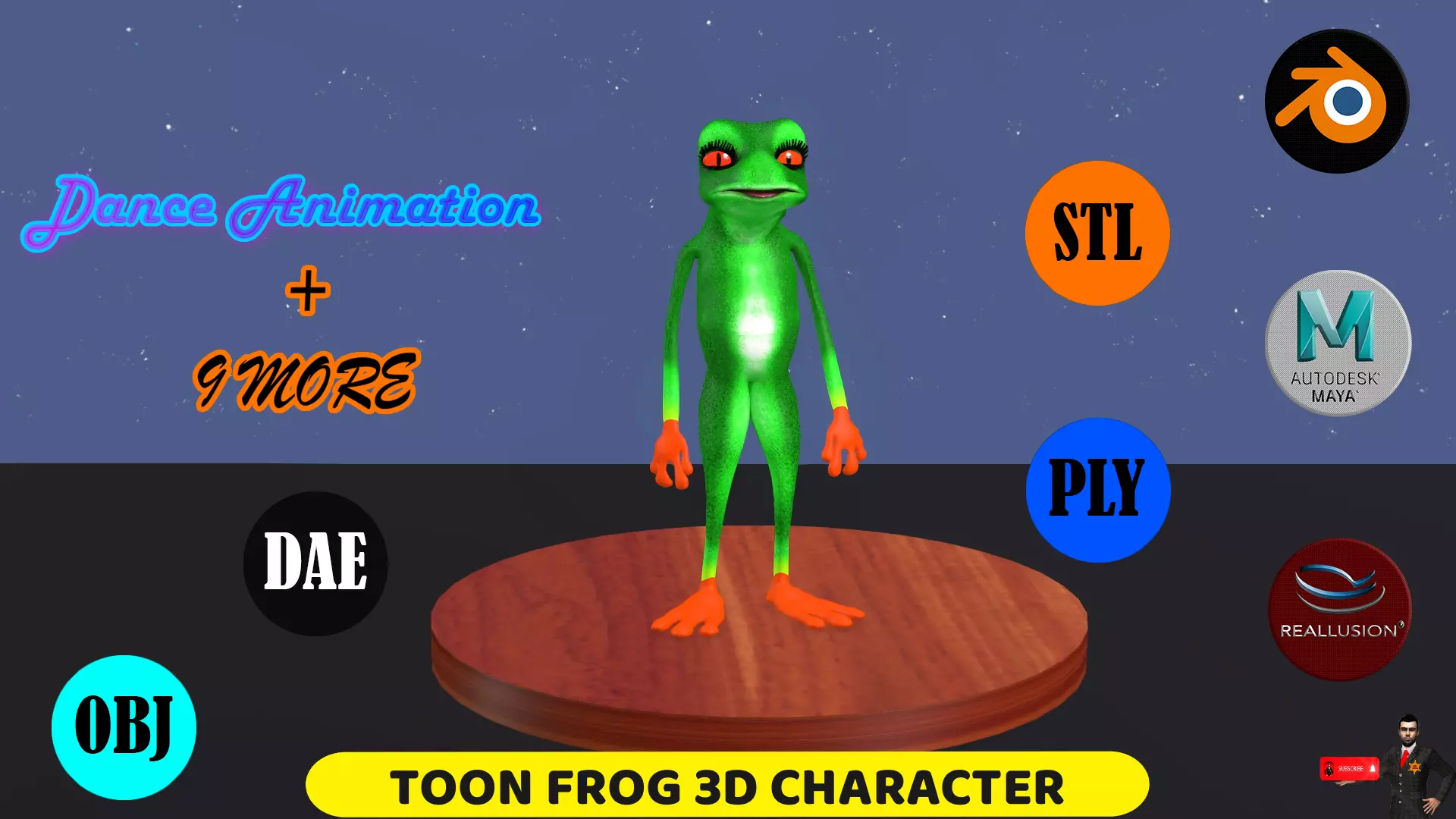 Toon Frog with Animation 3D model_0