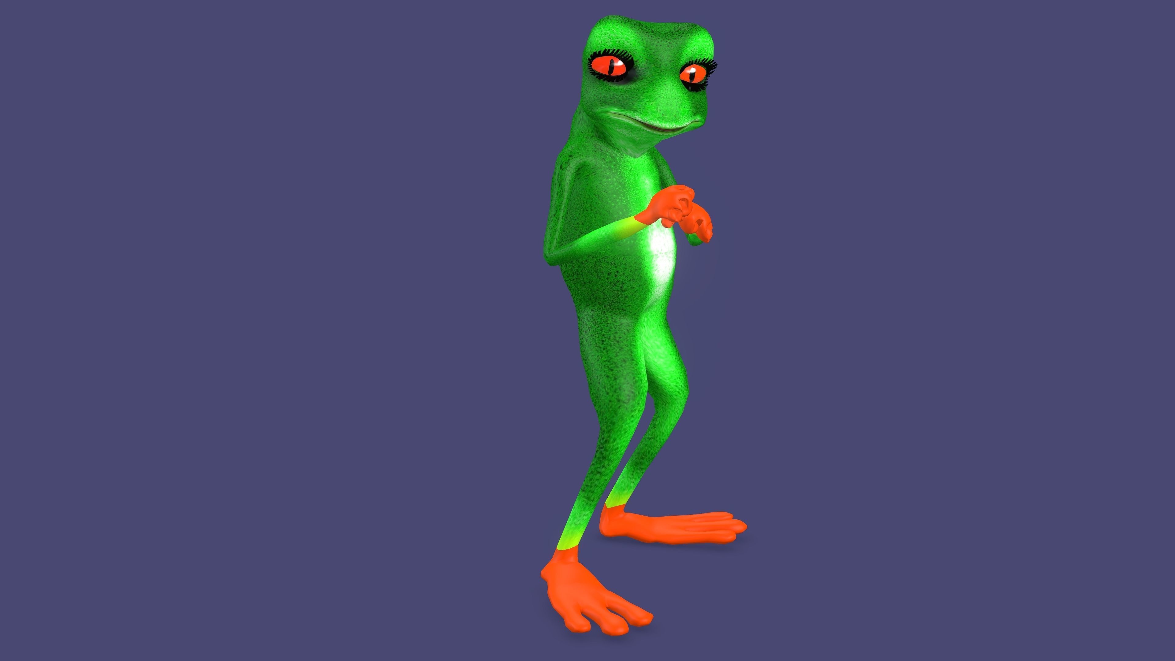 Toon Frog with Animation 3D model_8
