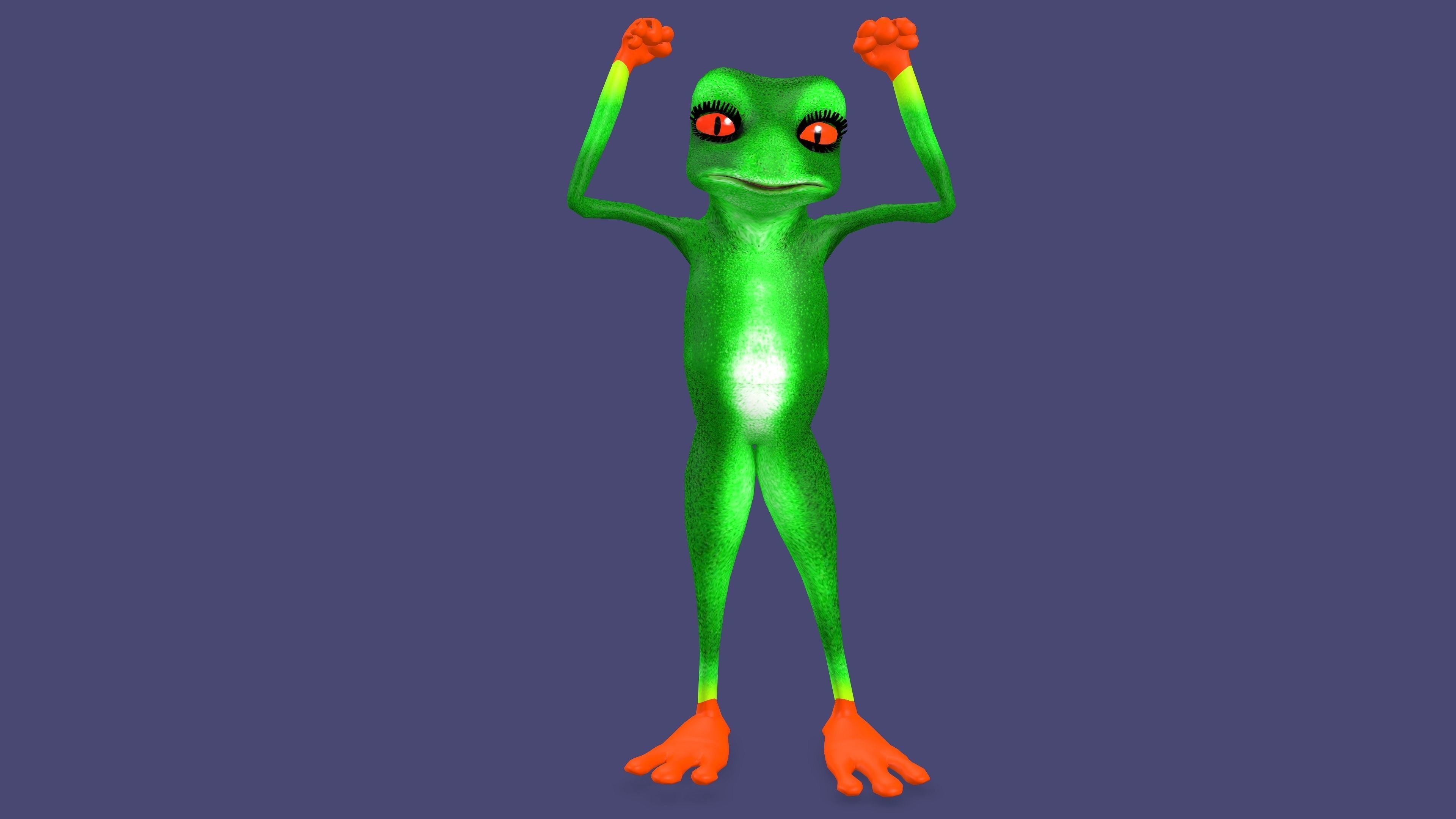 Toon Frog with Animation 3D model_4