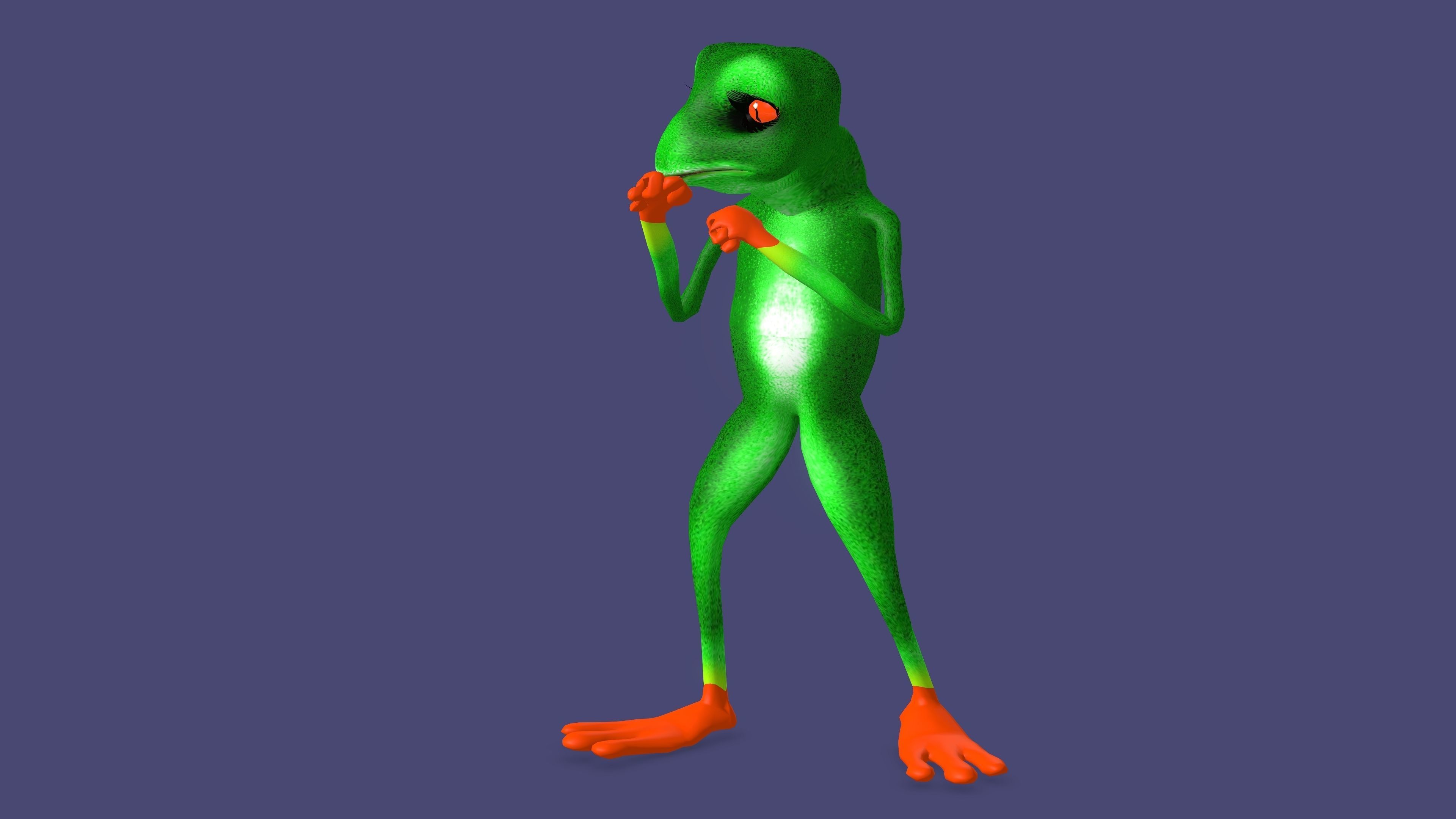 Toon Frog with Animation 3D model_7