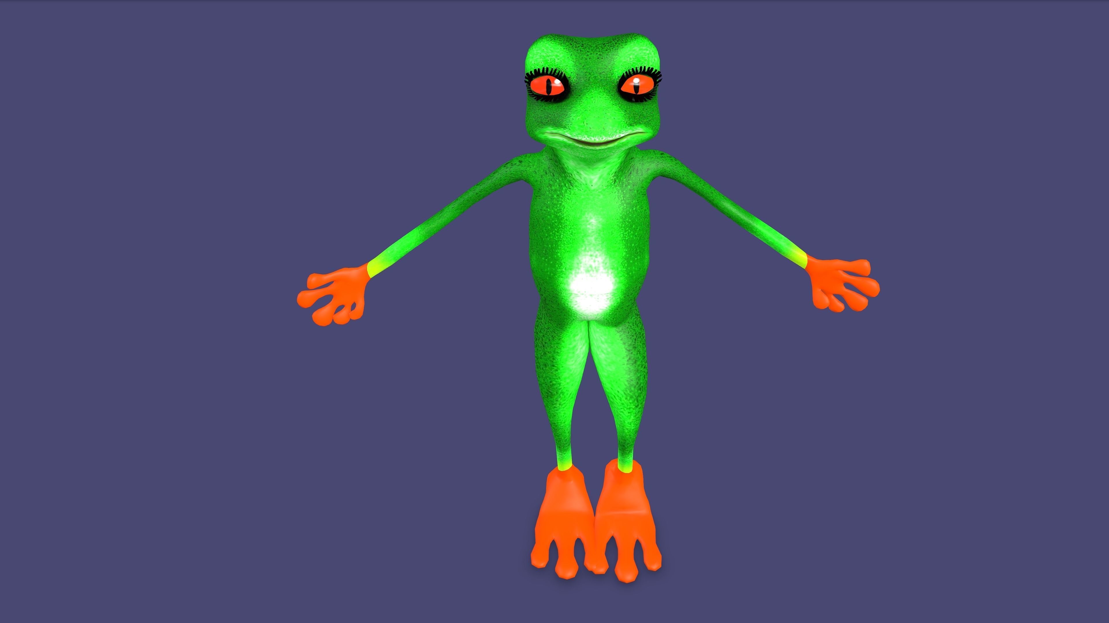 Toon Frog with Animation 3D model_2