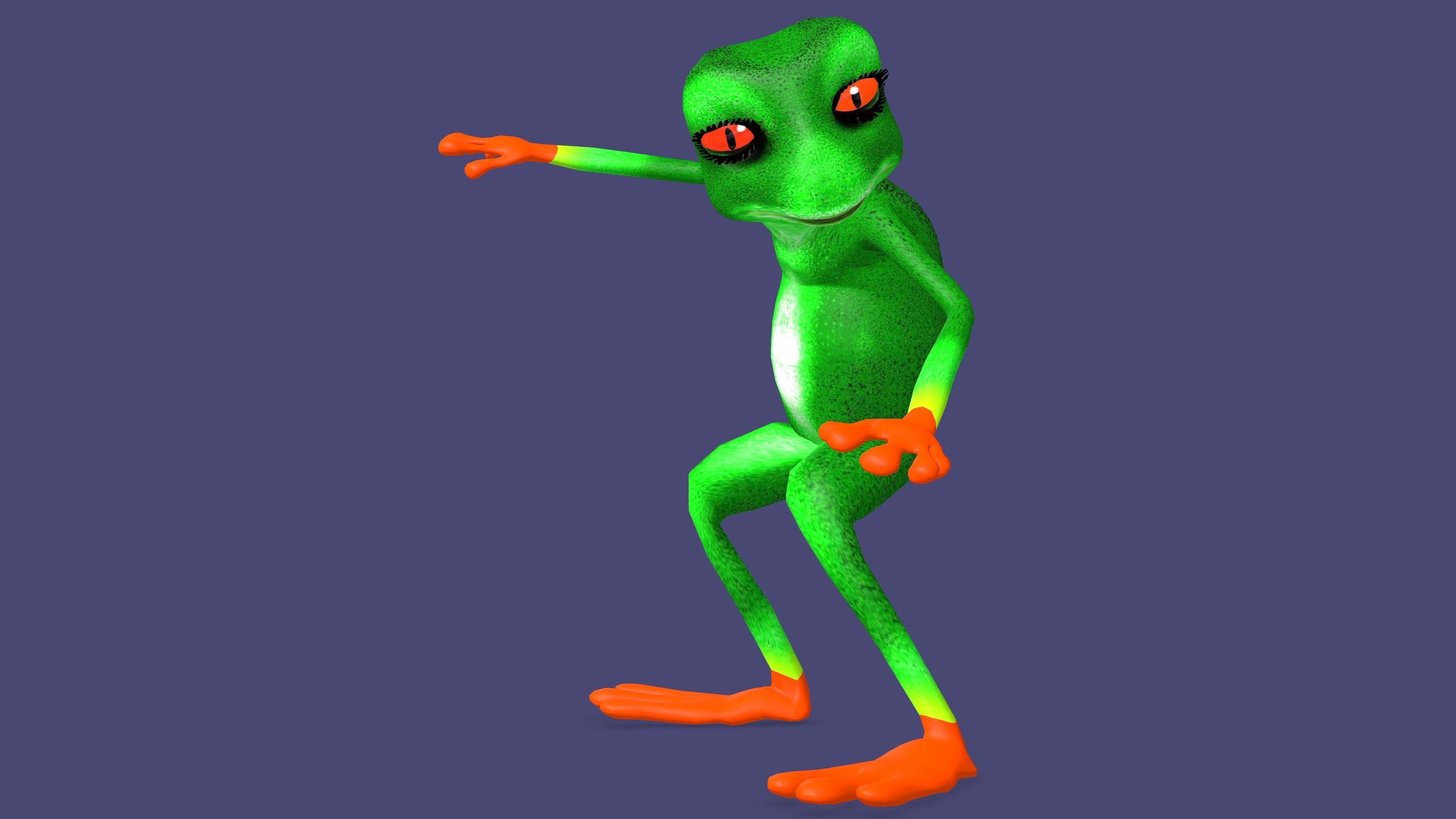 Toon Frog with Animation 3D model_10
